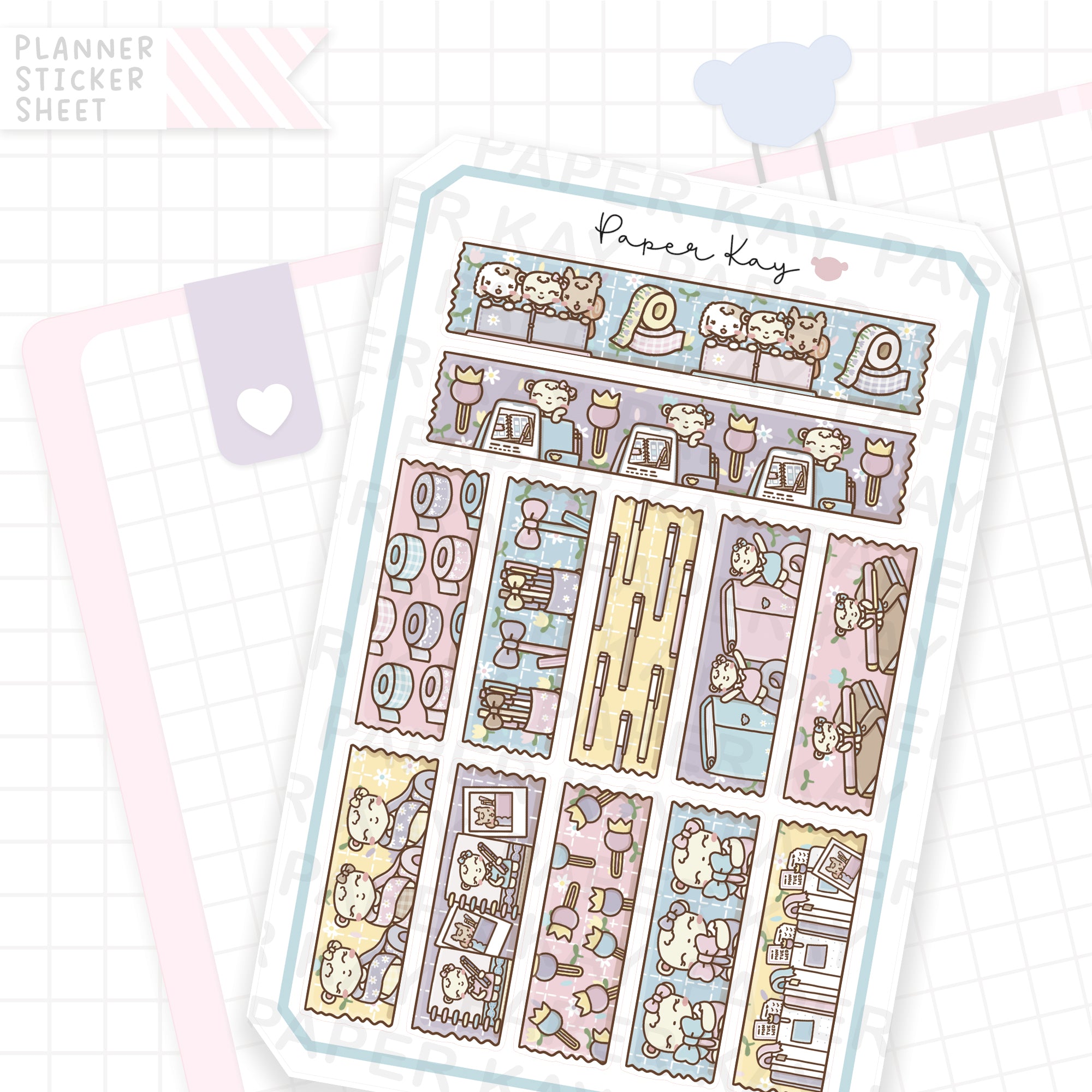 Time to Plan Washi Strip Bujo Deco Stickers