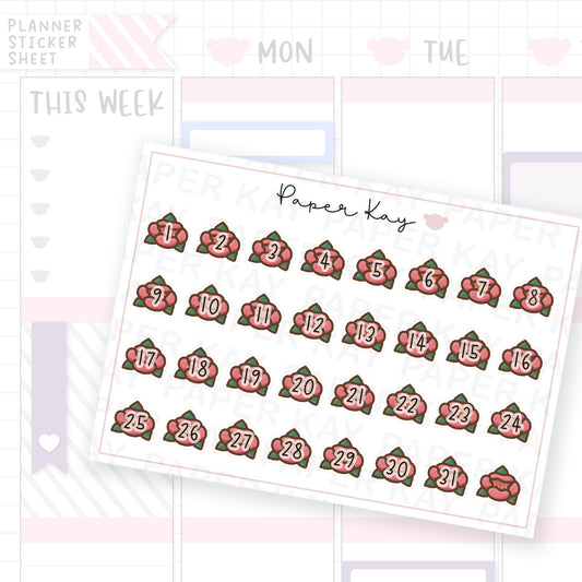 Toadstool Flower Date Dot Stickers