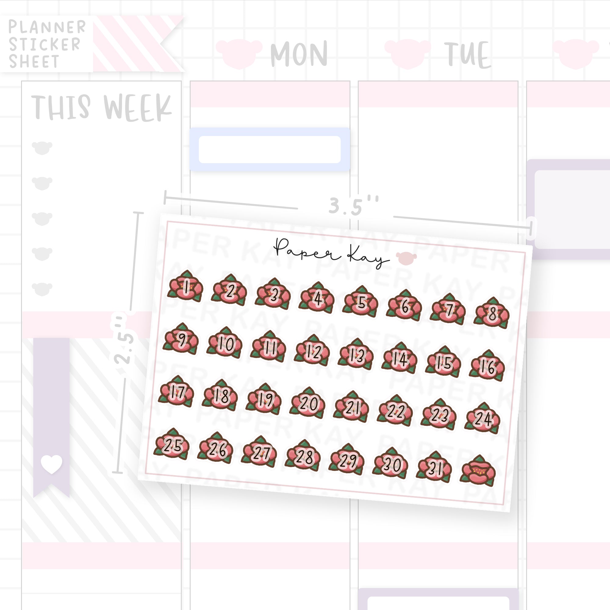 Toadstool Flower Date Dot Stickers