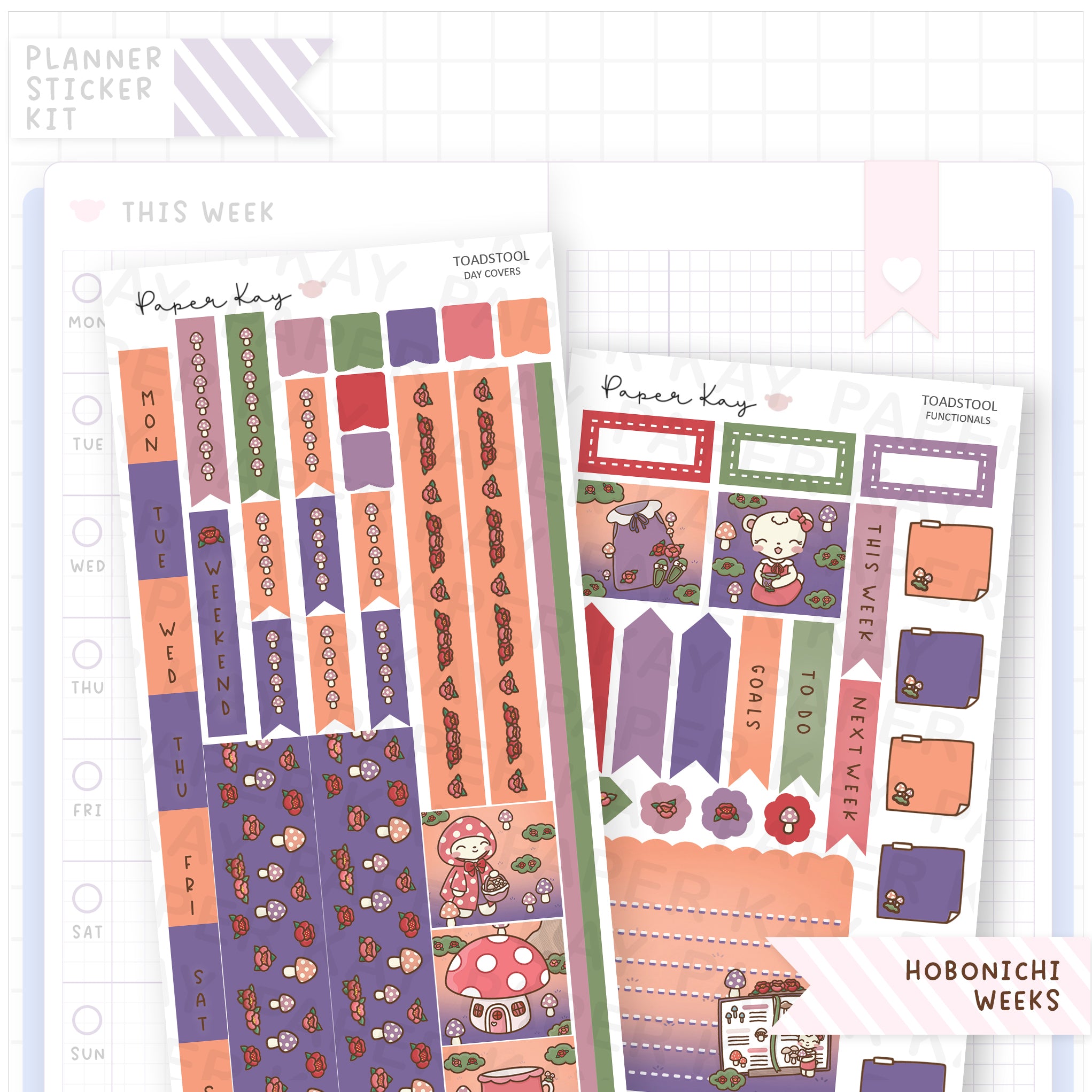 Toadstool Hobonichi Weeks Sticker Kit