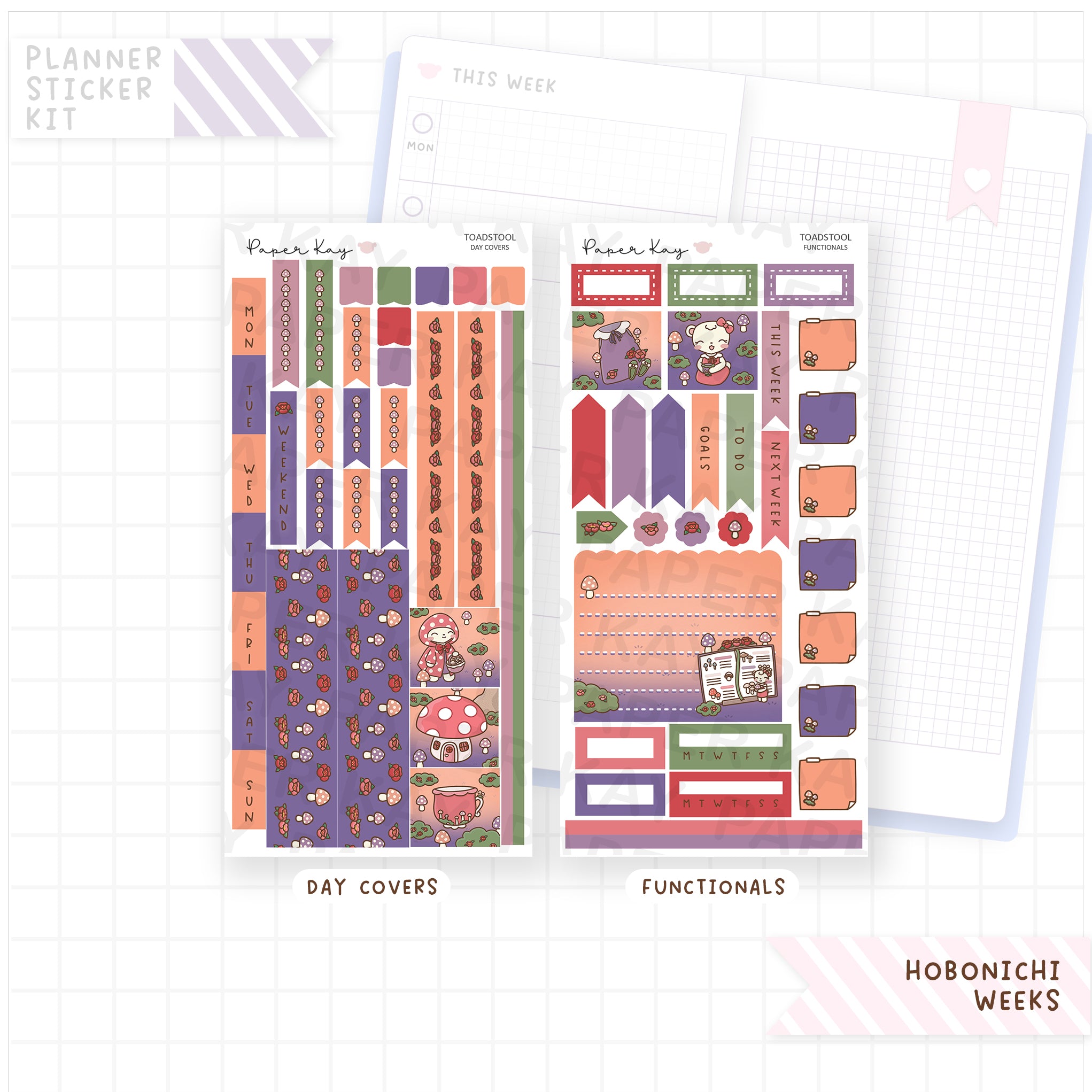 Toadstool Hobonichi Weeks Sticker Kit