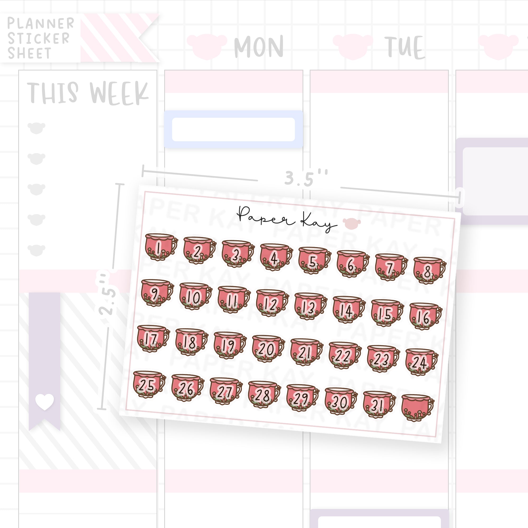 Toadstool Mug Date Dot Stickers