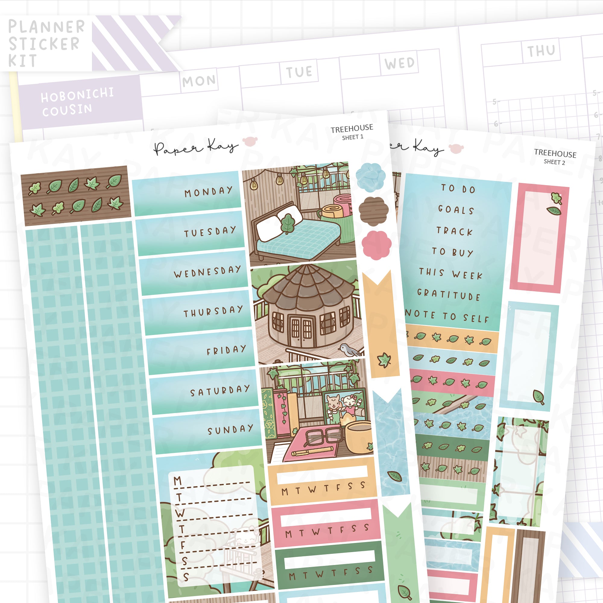 Treehouse Hobonichi Cousin Sticker Kit