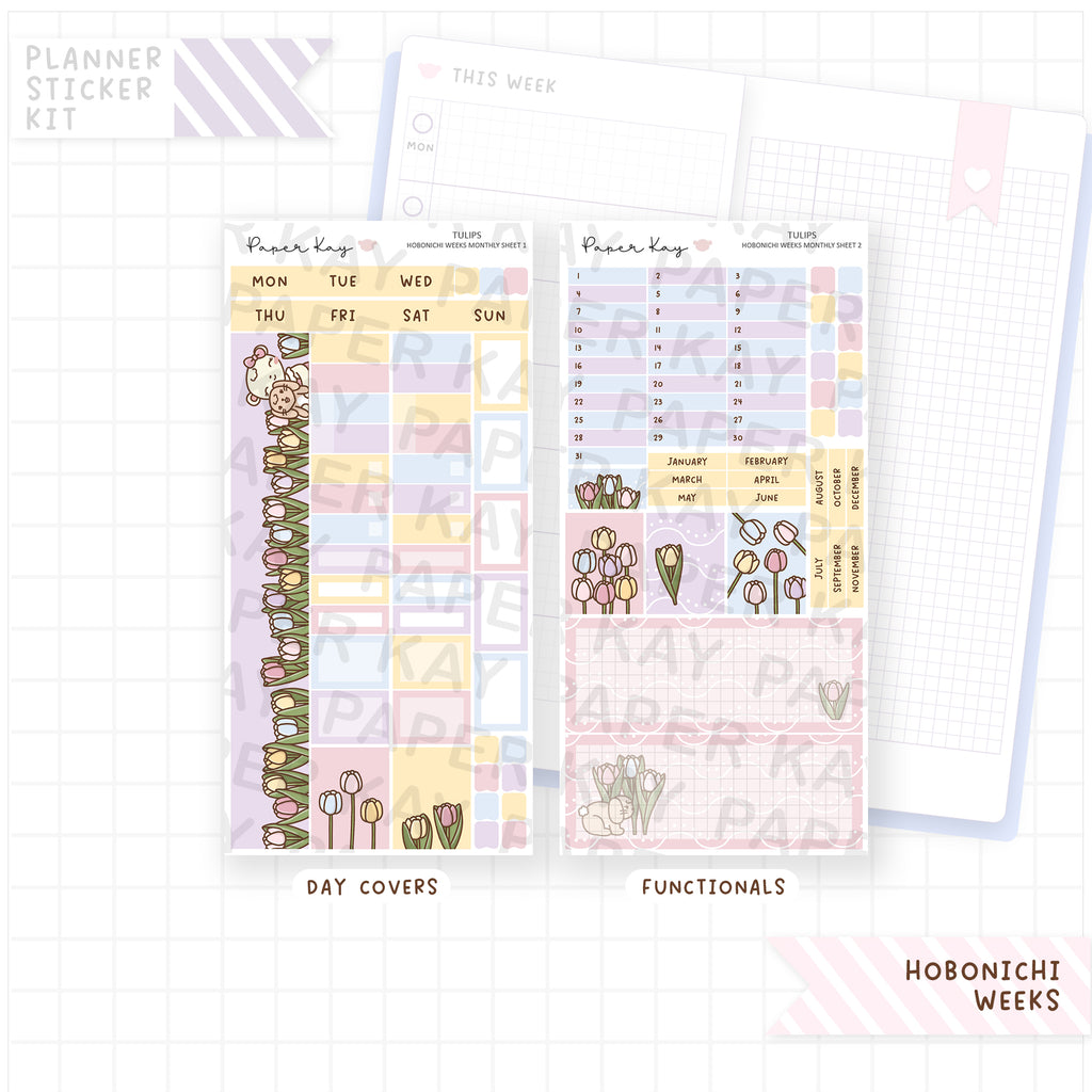 Tulips Hobonichi Weeks Monthly Sticker Kit