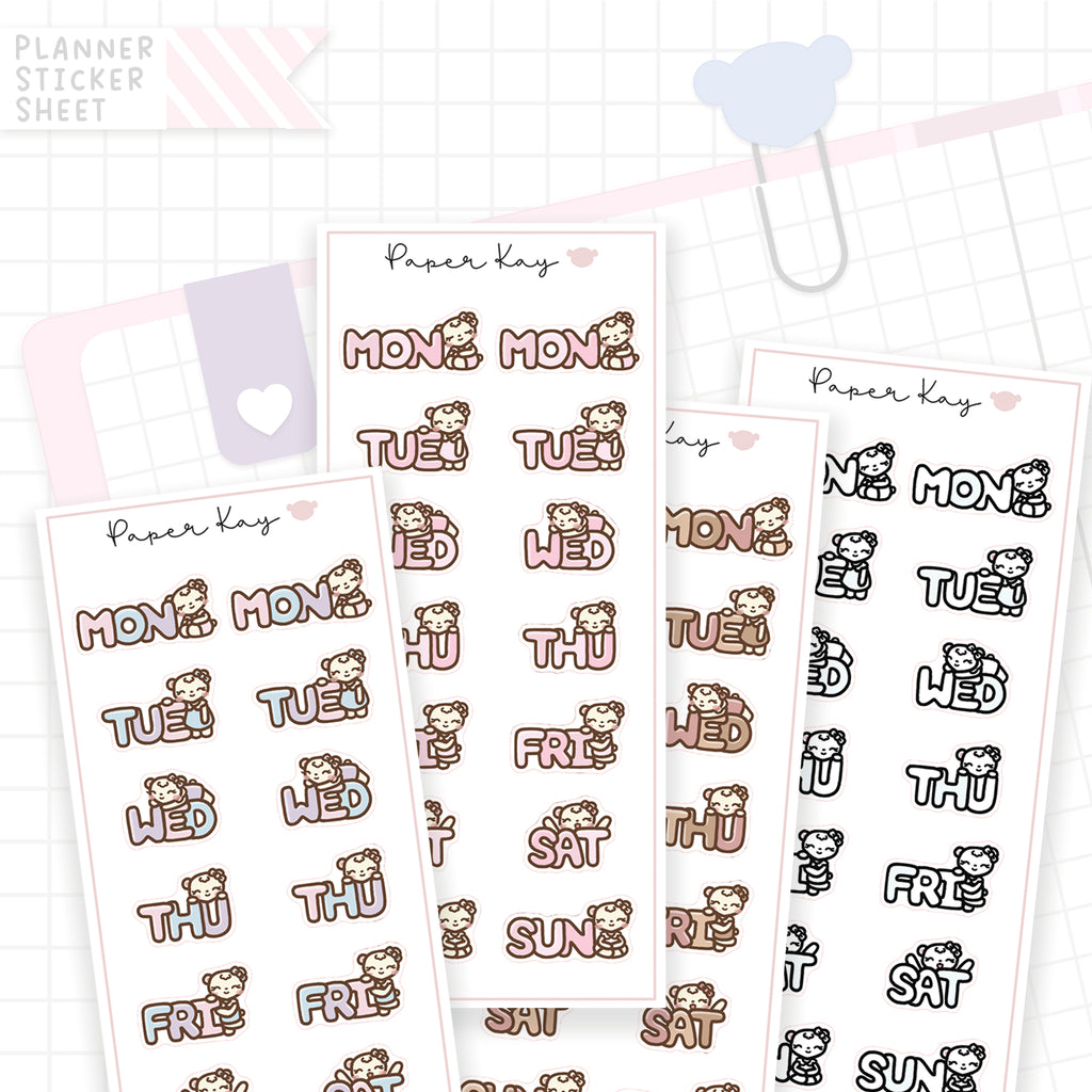 Weekday Bubble Text 02 - Bujo Planner Stickers