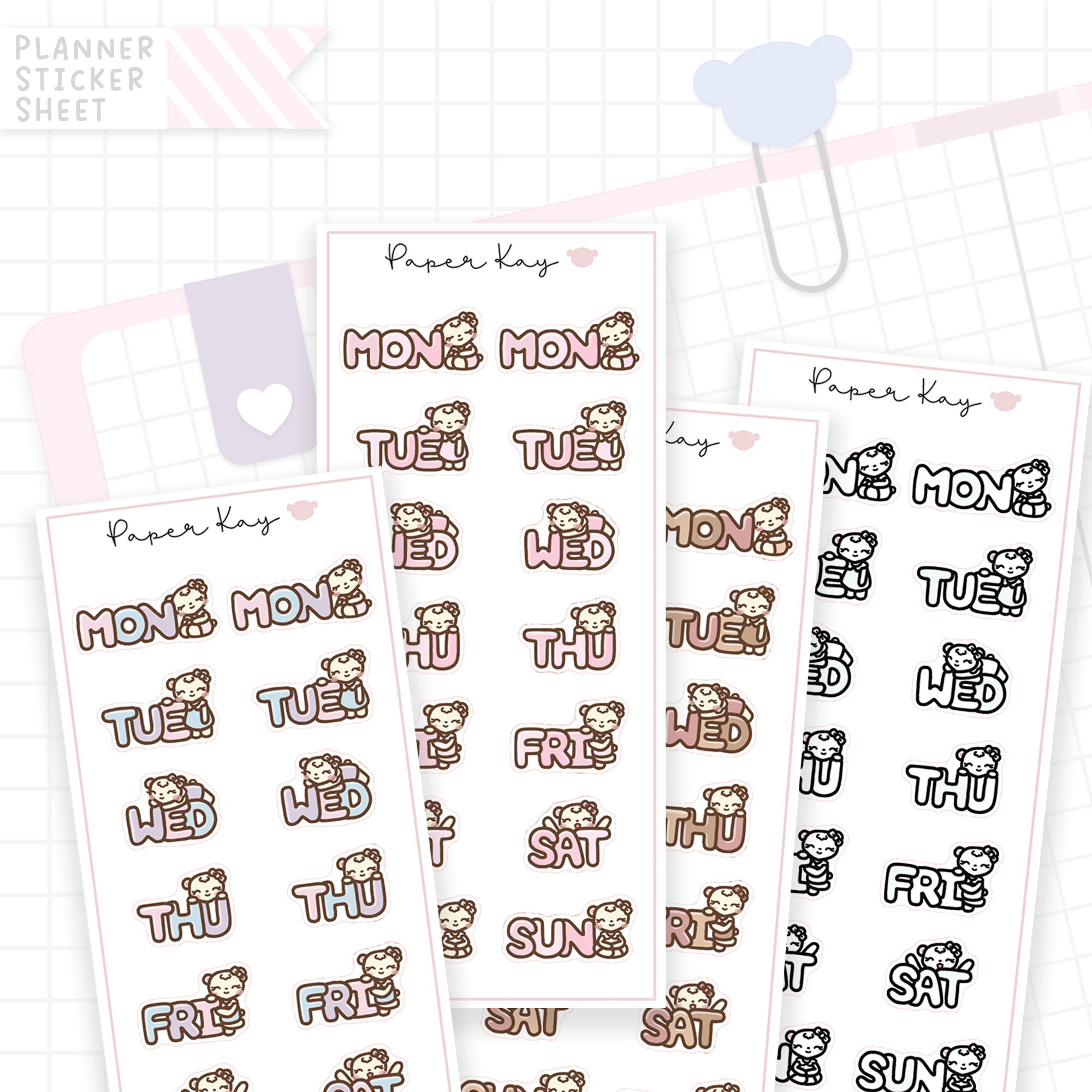 Weekday Bubble Text 02 - Bujo Planner Stickers
