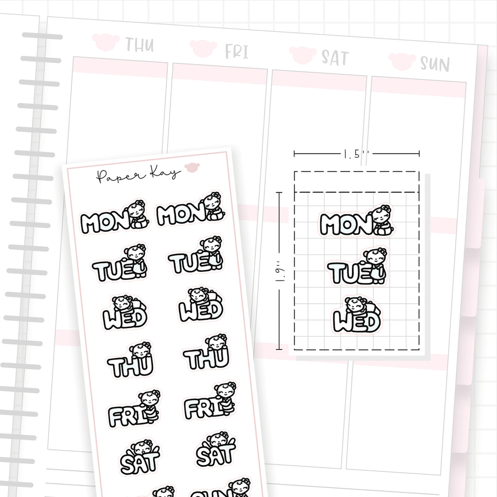 Weekday Bubble Text 02 - Bujo Planner Stickers