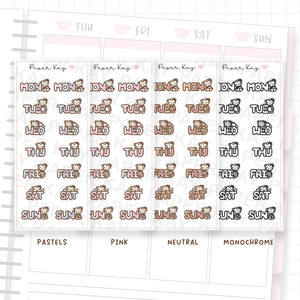 Weekday Bubble Text 02 - Bujo Planner Stickers