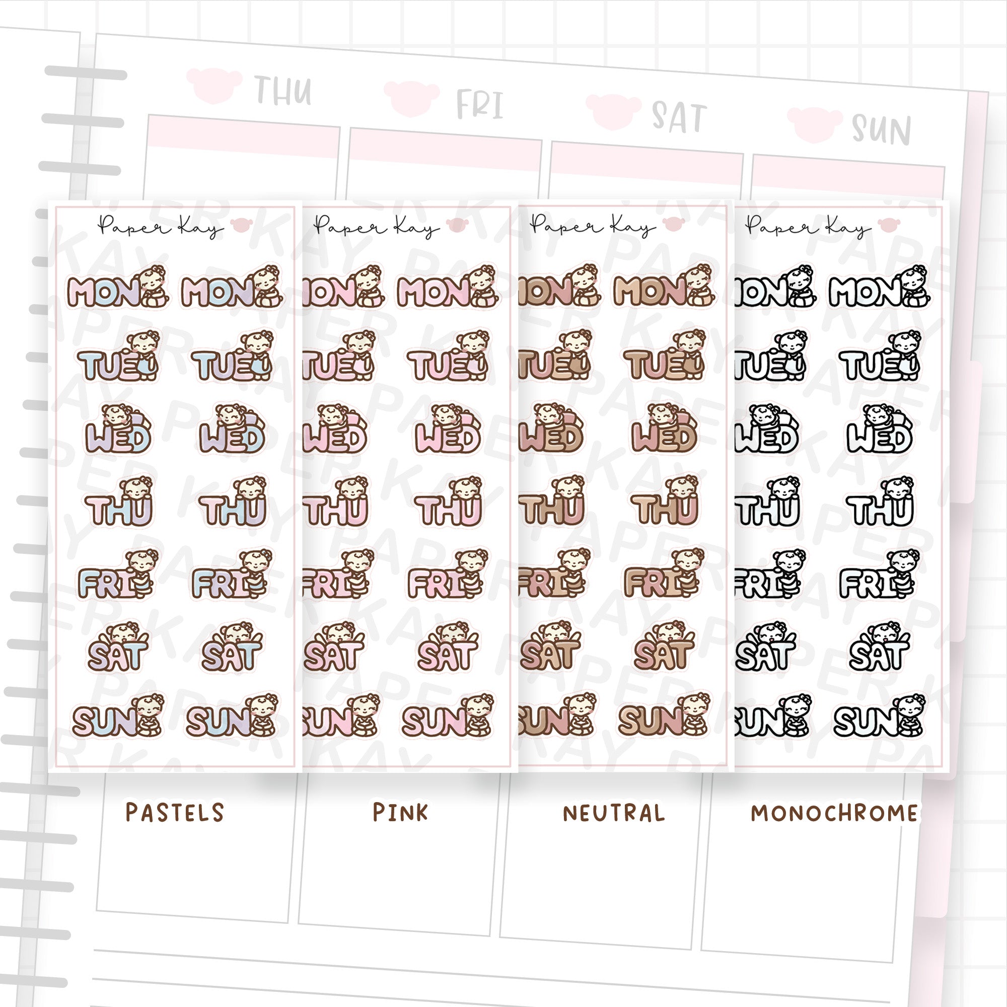 Weekday Bubble Text 02 - Bujo Planner Stickers