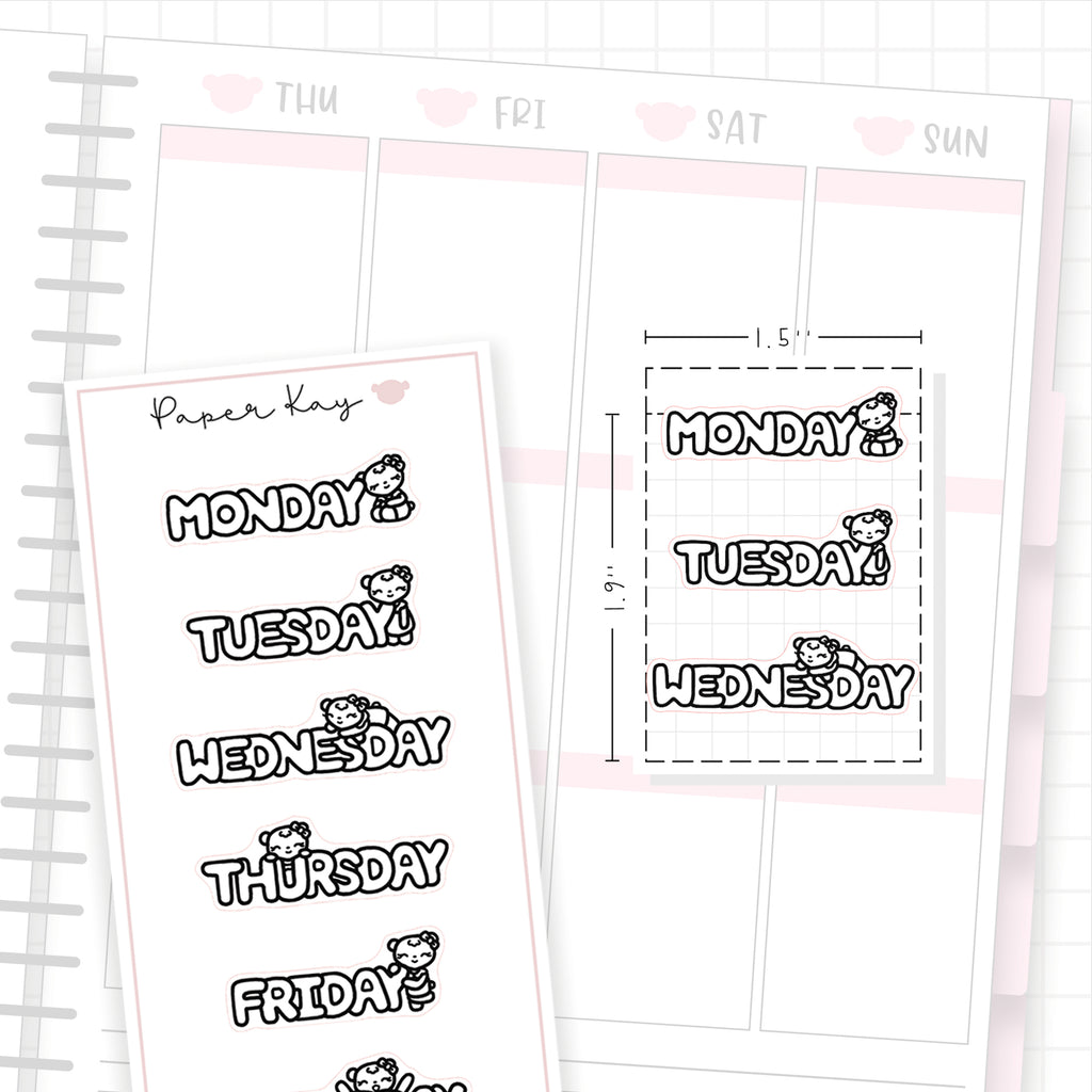 Weekday Bubble Text 01 - Bujo Planner Stickers