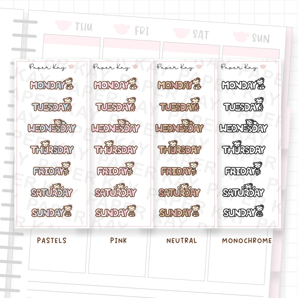 Weekday Bubble Text 01 - Bujo Planner Stickers
