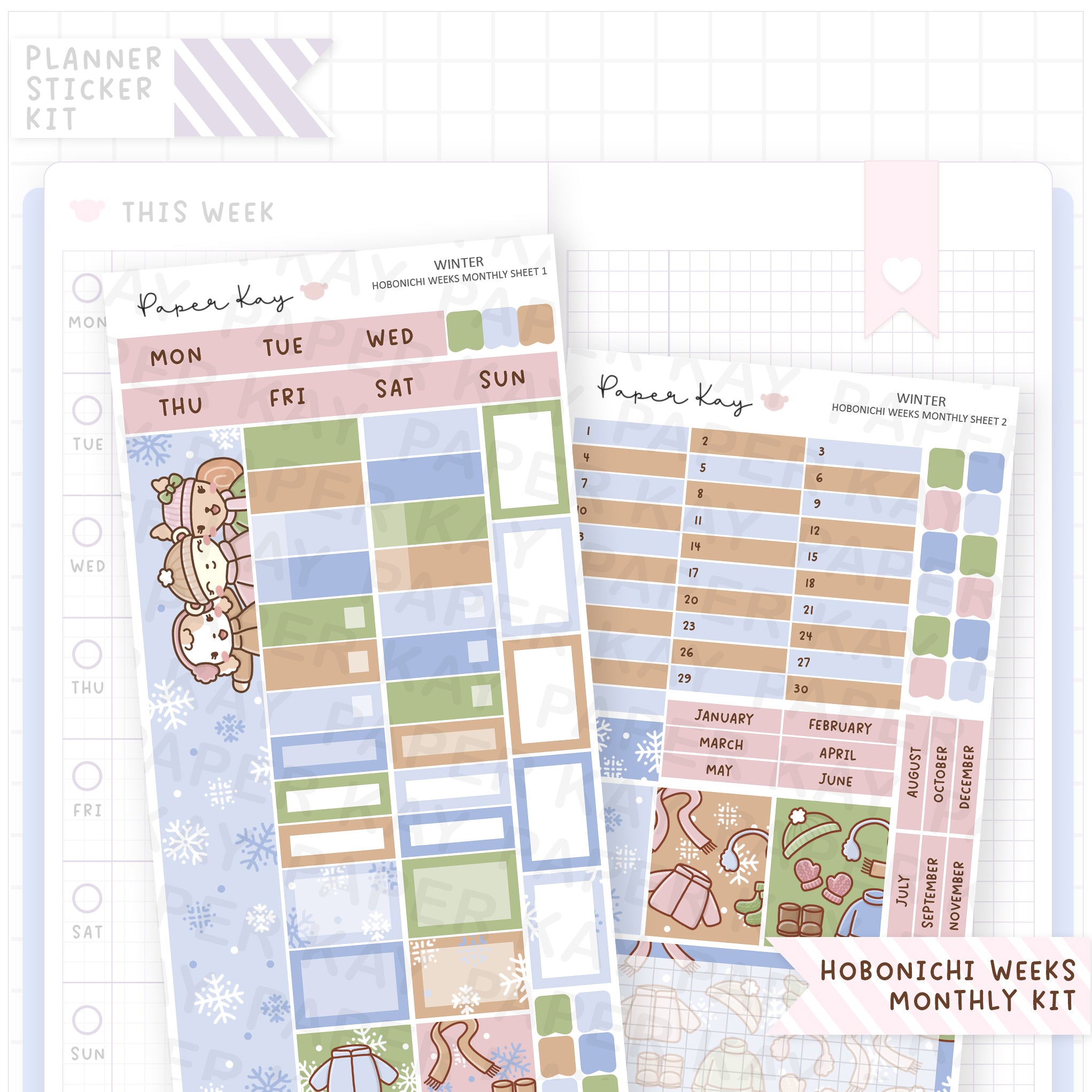 Winter Hobonichi Weeks Monthly Sticker Kit