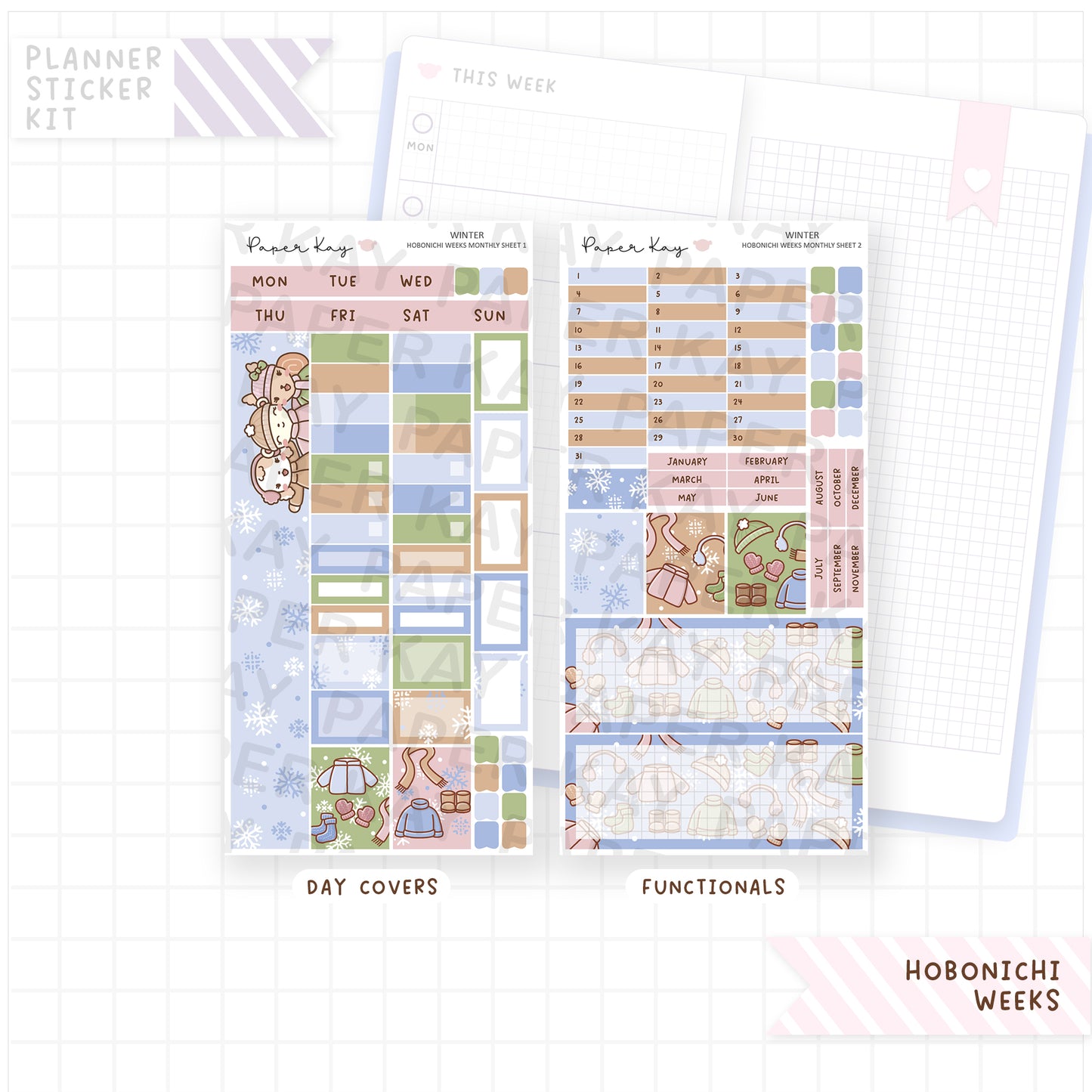 Winter Hobonichi Weeks Monthly Sticker Kit