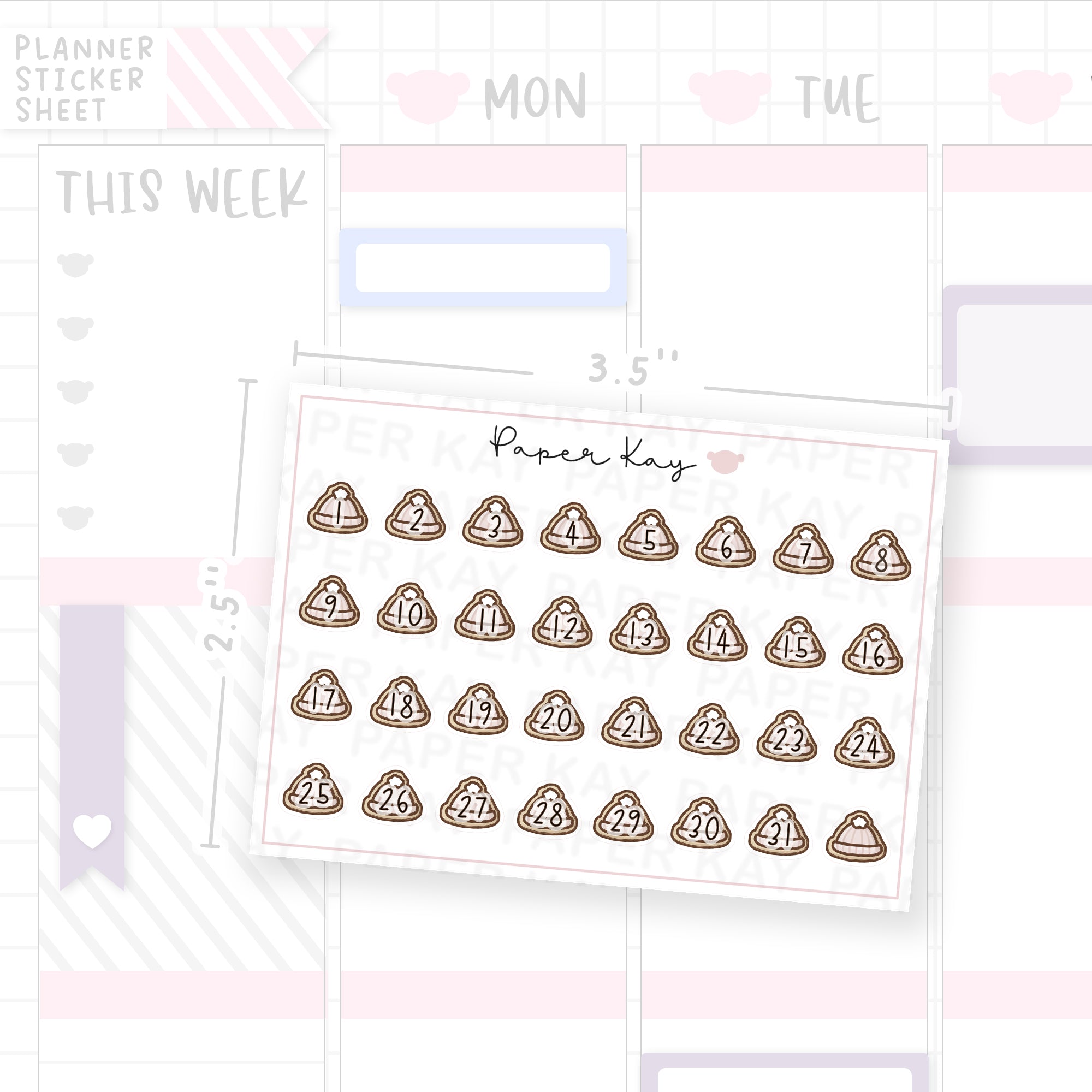 Cosy Hat Date Dot Stickers