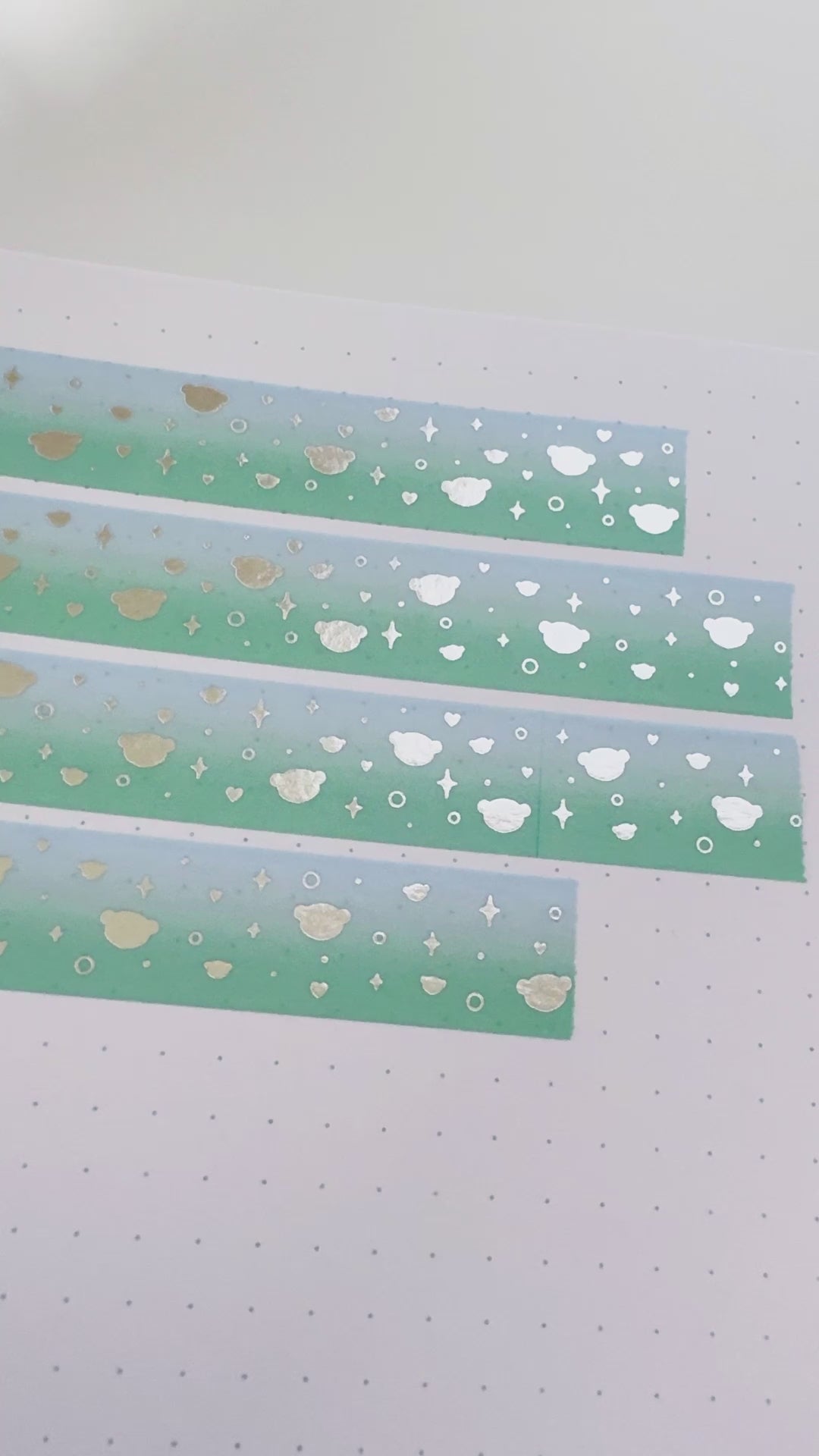 Teal Gradient Dot the Bear Sprinkles Washi Tape - Silver Foil