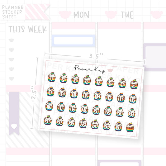 Pride Cupcake Date Dot Stickers