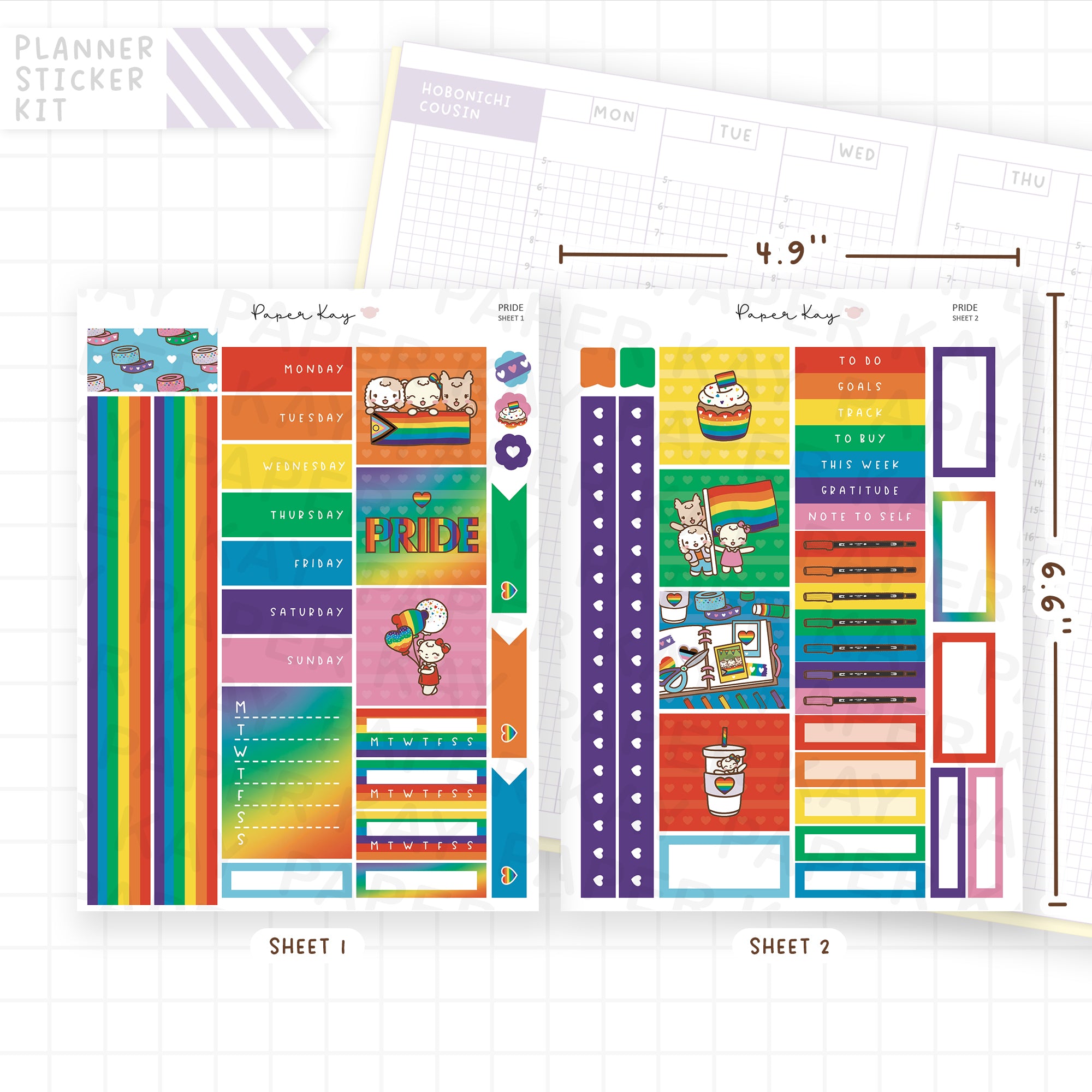 Pride Hobonichi Cousin Sticker Kit