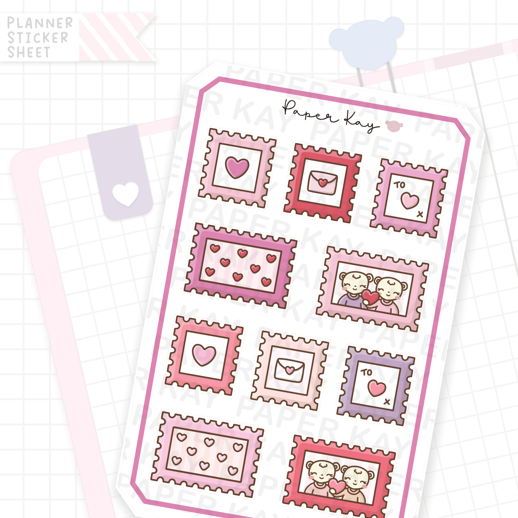 Valentine Love Stamps Bujo Deco Stickers