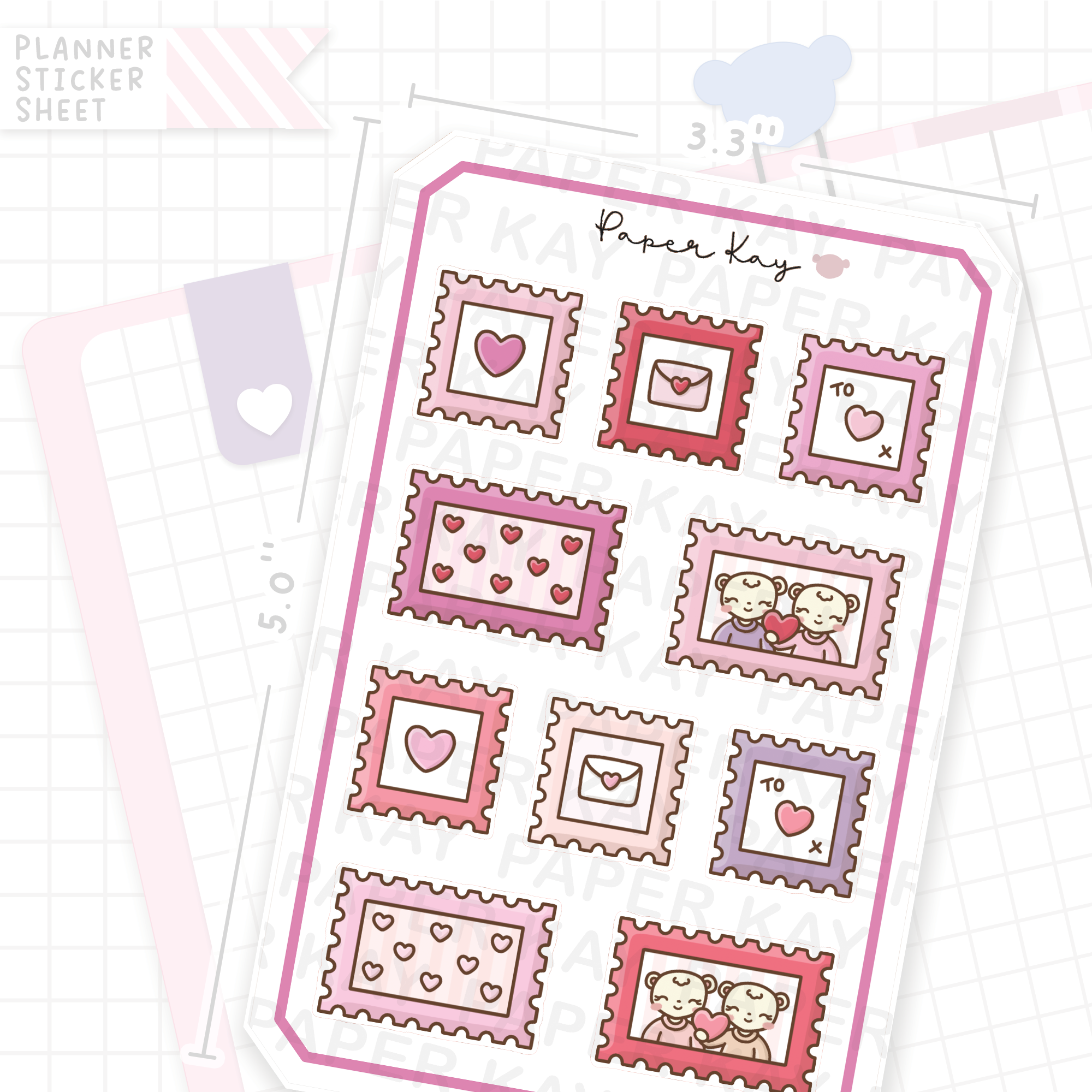 Valentine Love Stamps Bujo Deco Stickers