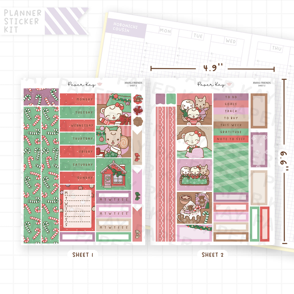Xmas Friends Hobonichi Cousin Sticker Kit