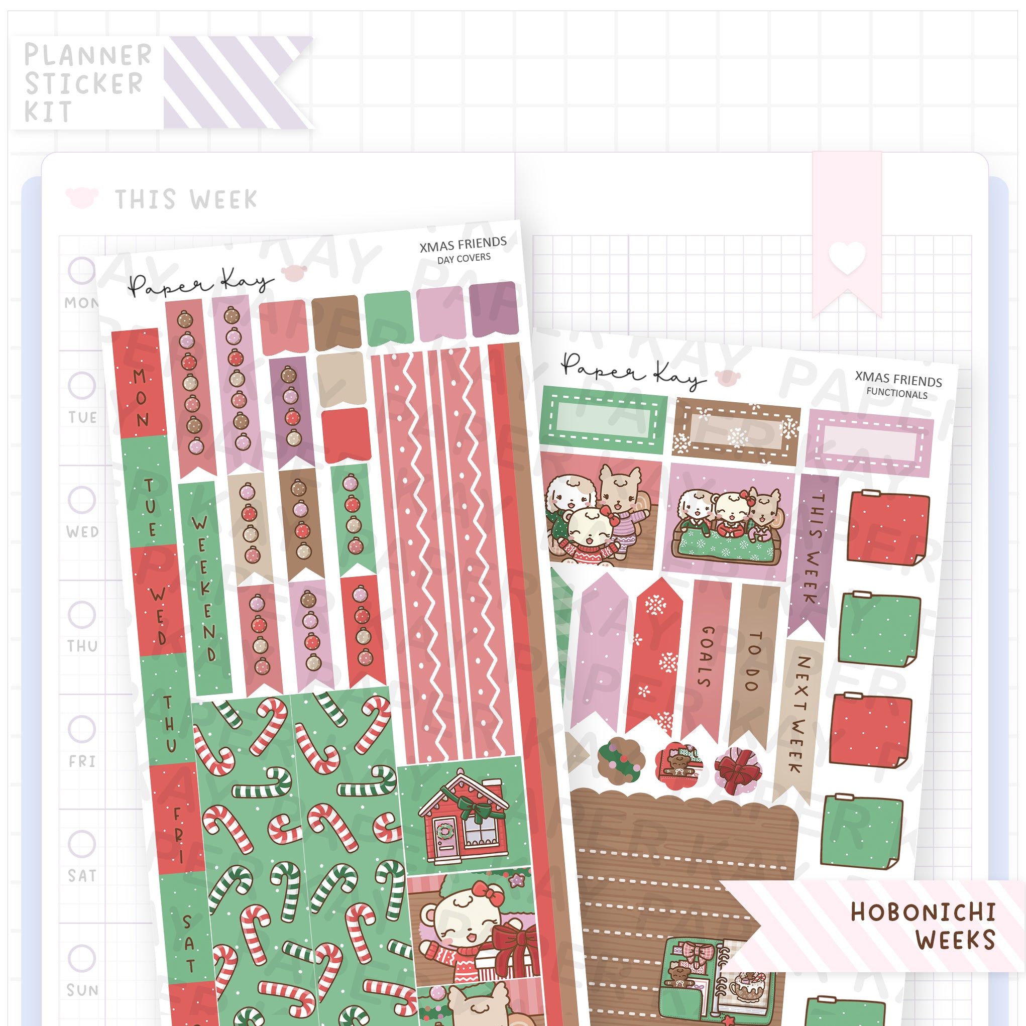 Xmas Friends Hobonichi Weeks Sticker Kit