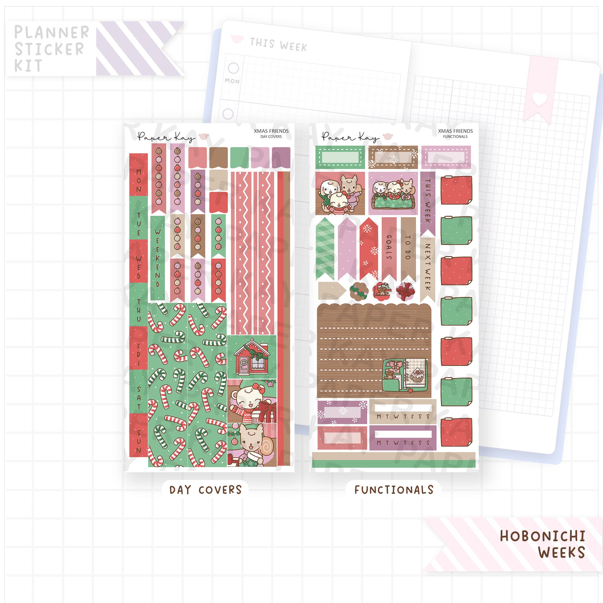Xmas Friends Hobonichi Weeks Sticker Kit