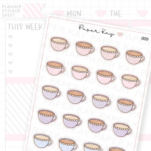 Tea and Coffee Cup Planner Sticker Sheet