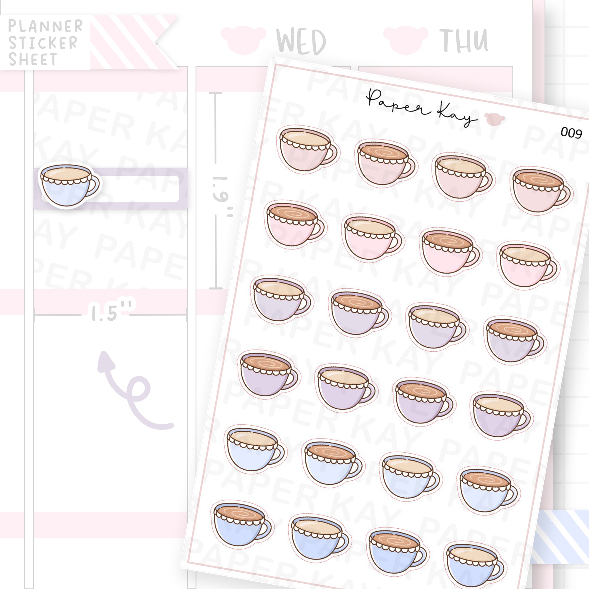 Tea and Coffee Cup Planner Sticker Sheet