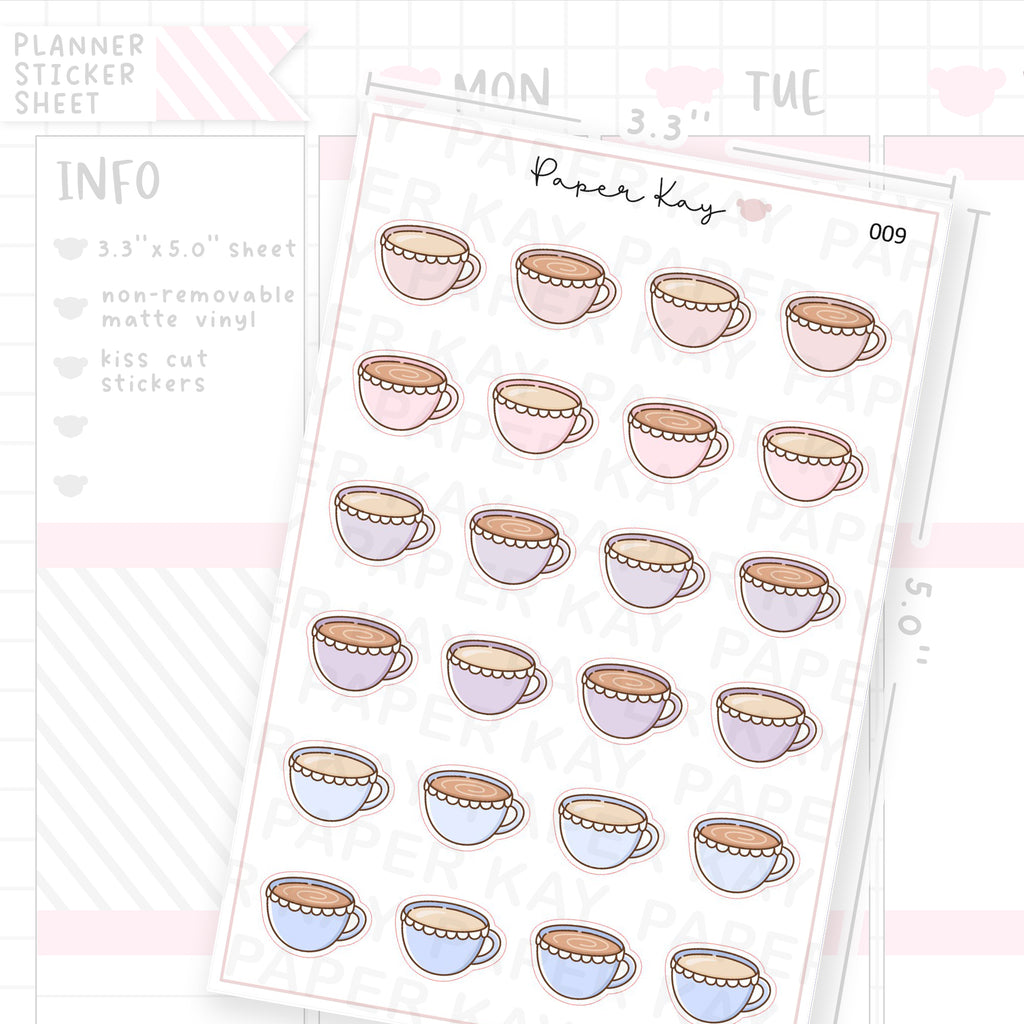 Tea and Coffee Cup Planner Sticker Sheet