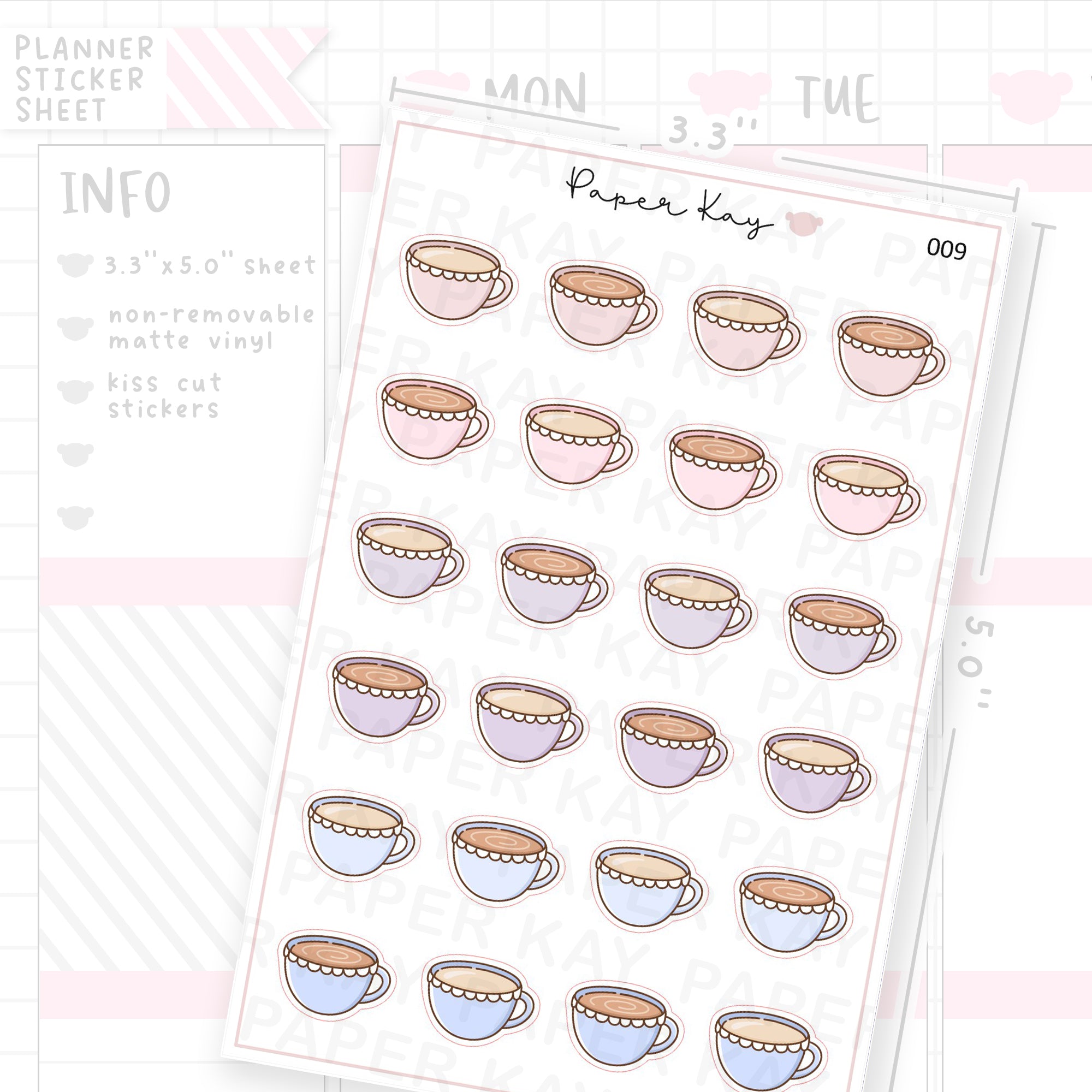 Tea and Coffee Cup Planner Sticker Sheet