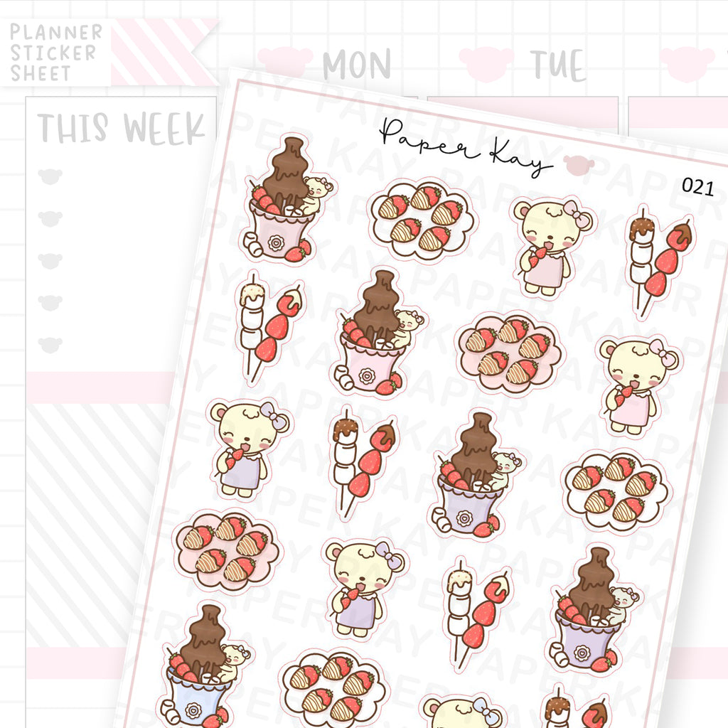 Strawberry Chocolate Fountain Sticker Sheet