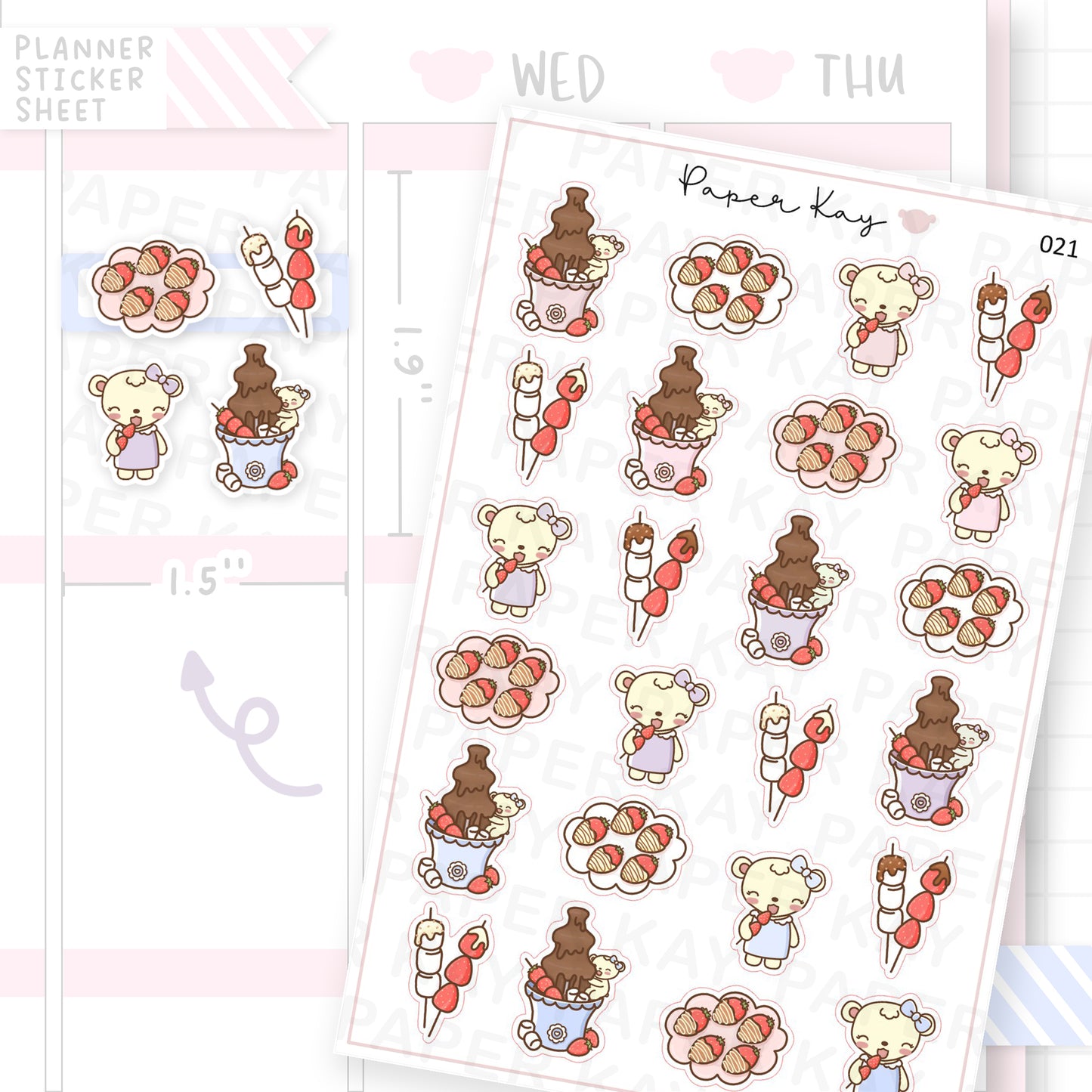 Strawberry Chocolate Fountain Sticker Sheet