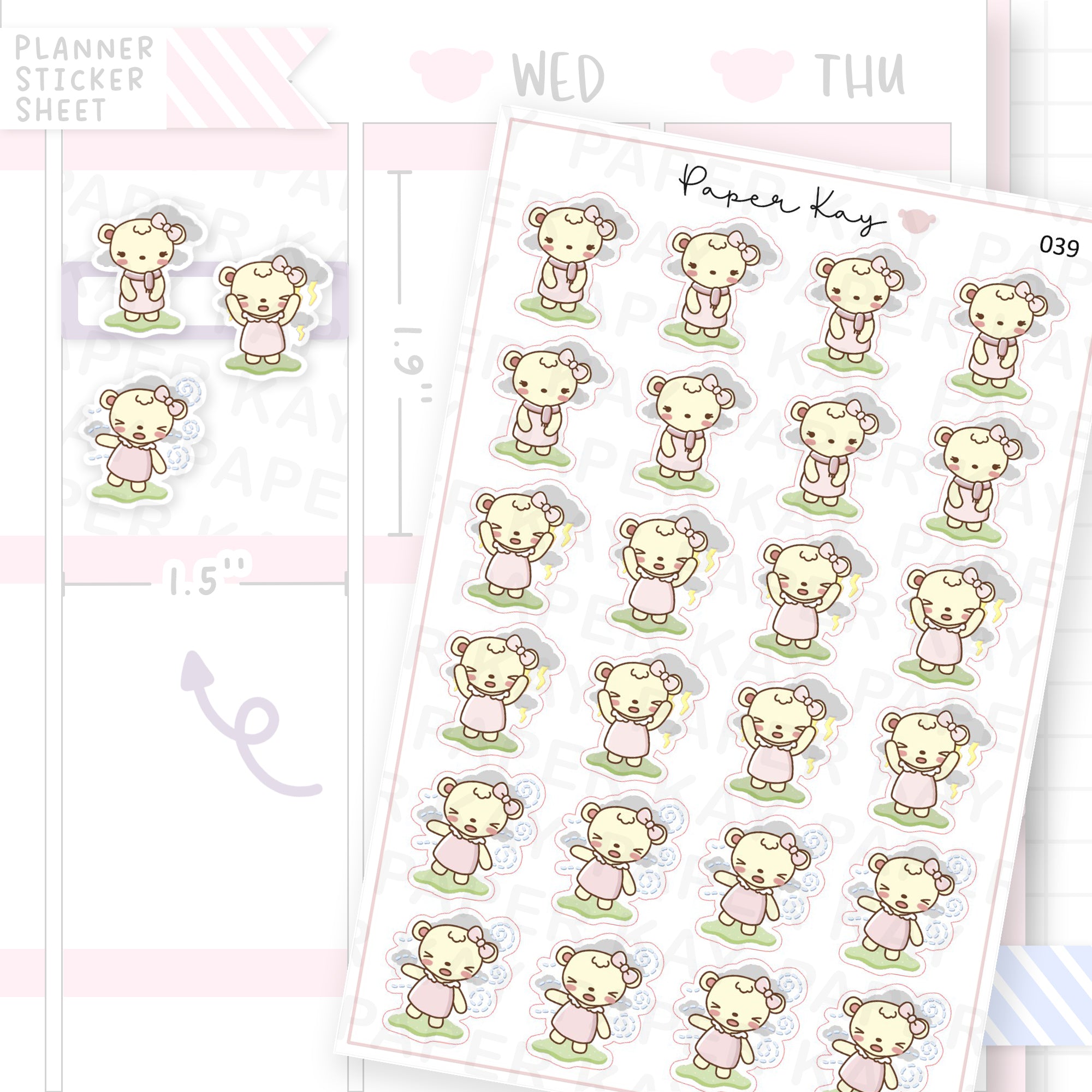 Cloudy / Windy / Thunder Weather Sticker Sheet