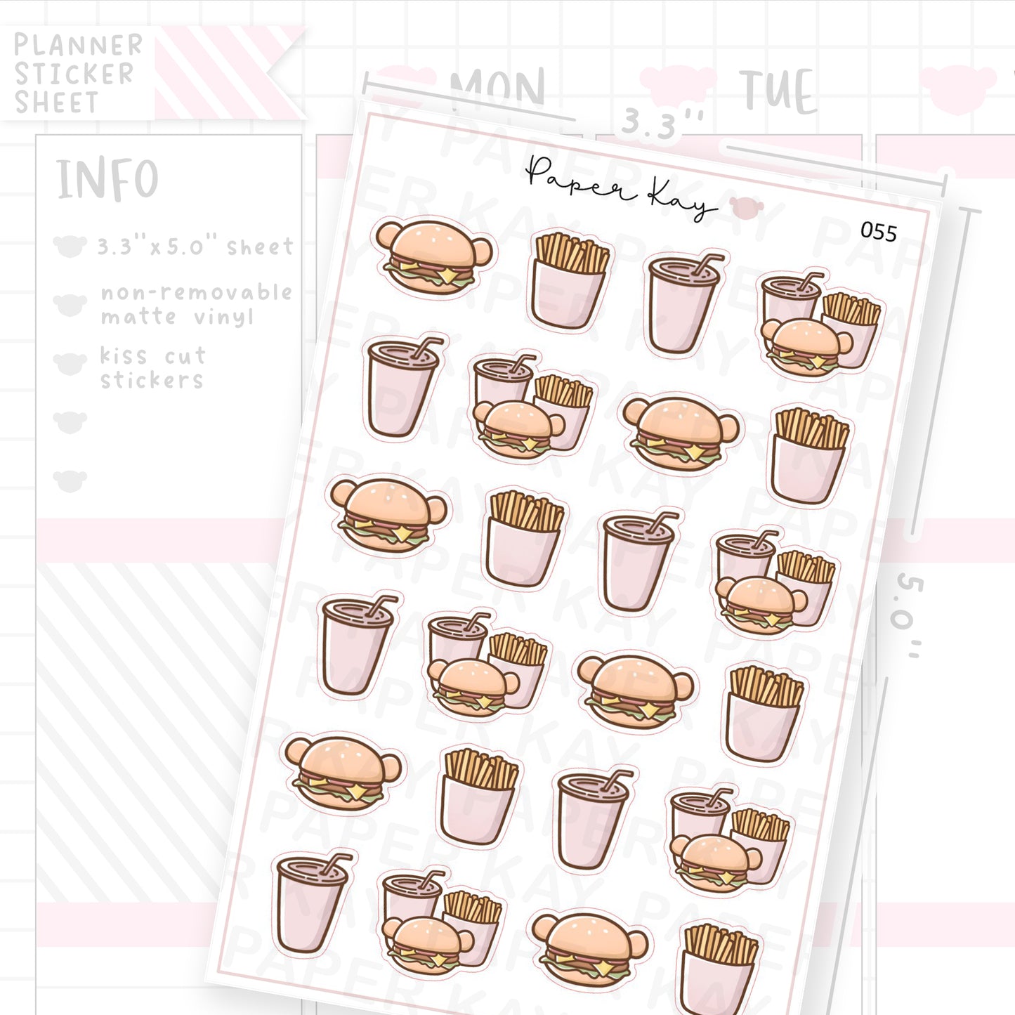Fast Food / Burger / Fries Sticker Sheet