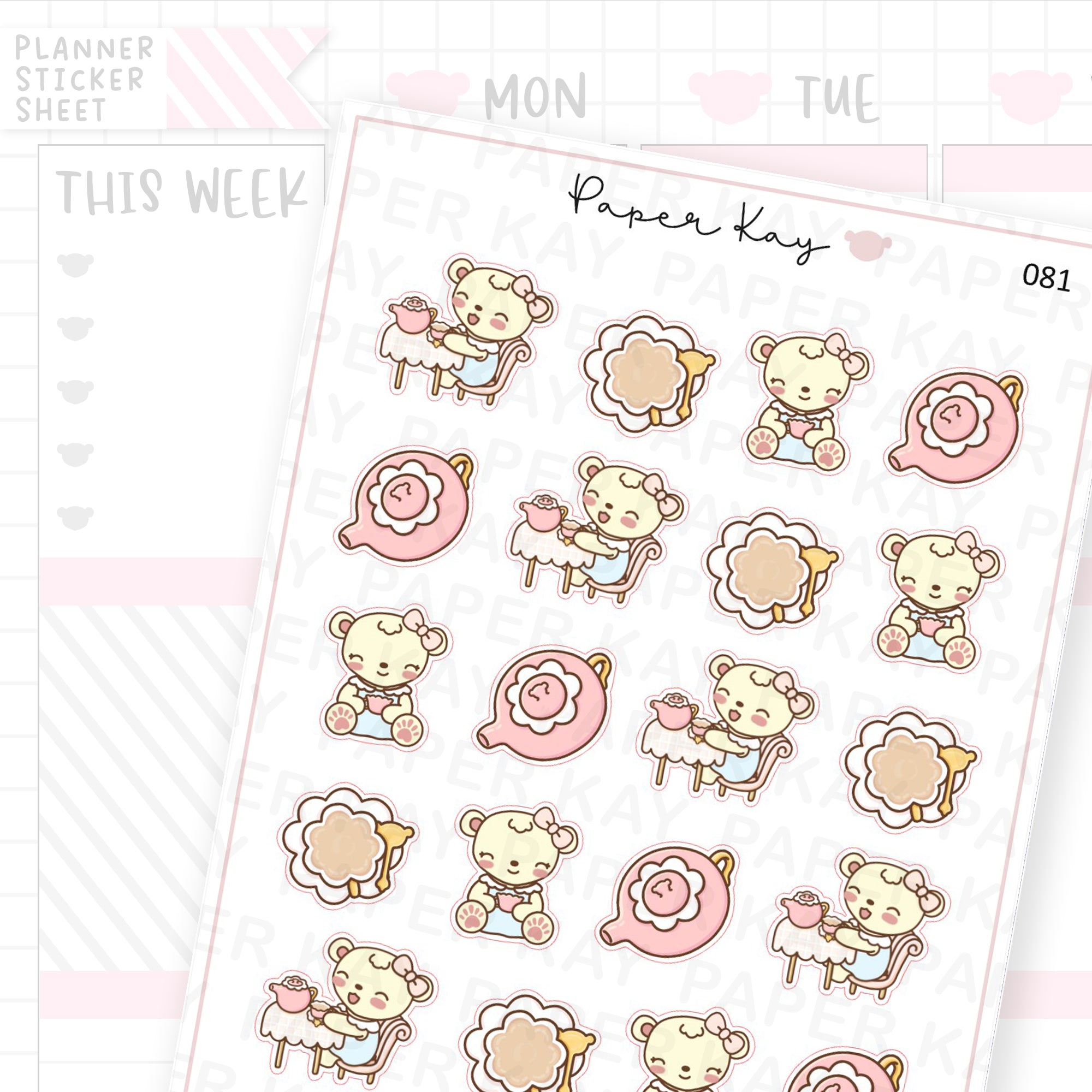 Tea Cup and Pot Sticker Sheet