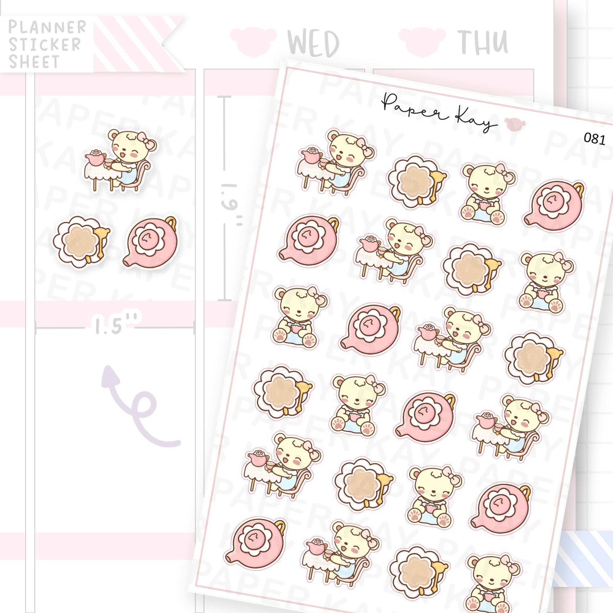 Tea Cup and Pot Sticker Sheet