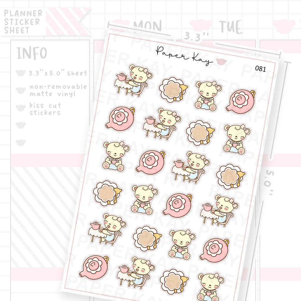 Tea Cup and Pot Sticker Sheet