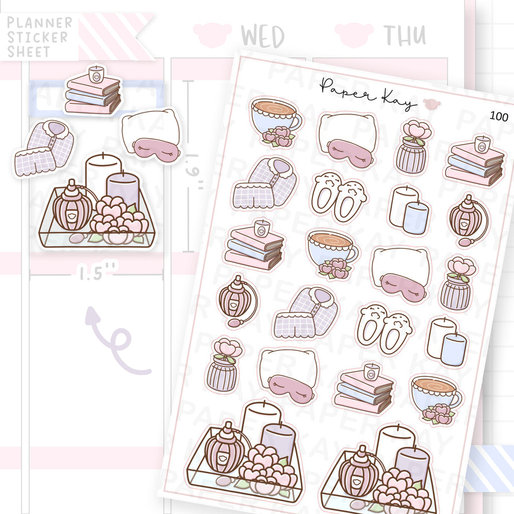 Cosy / Lazy Day Doodle Sticker Sheet