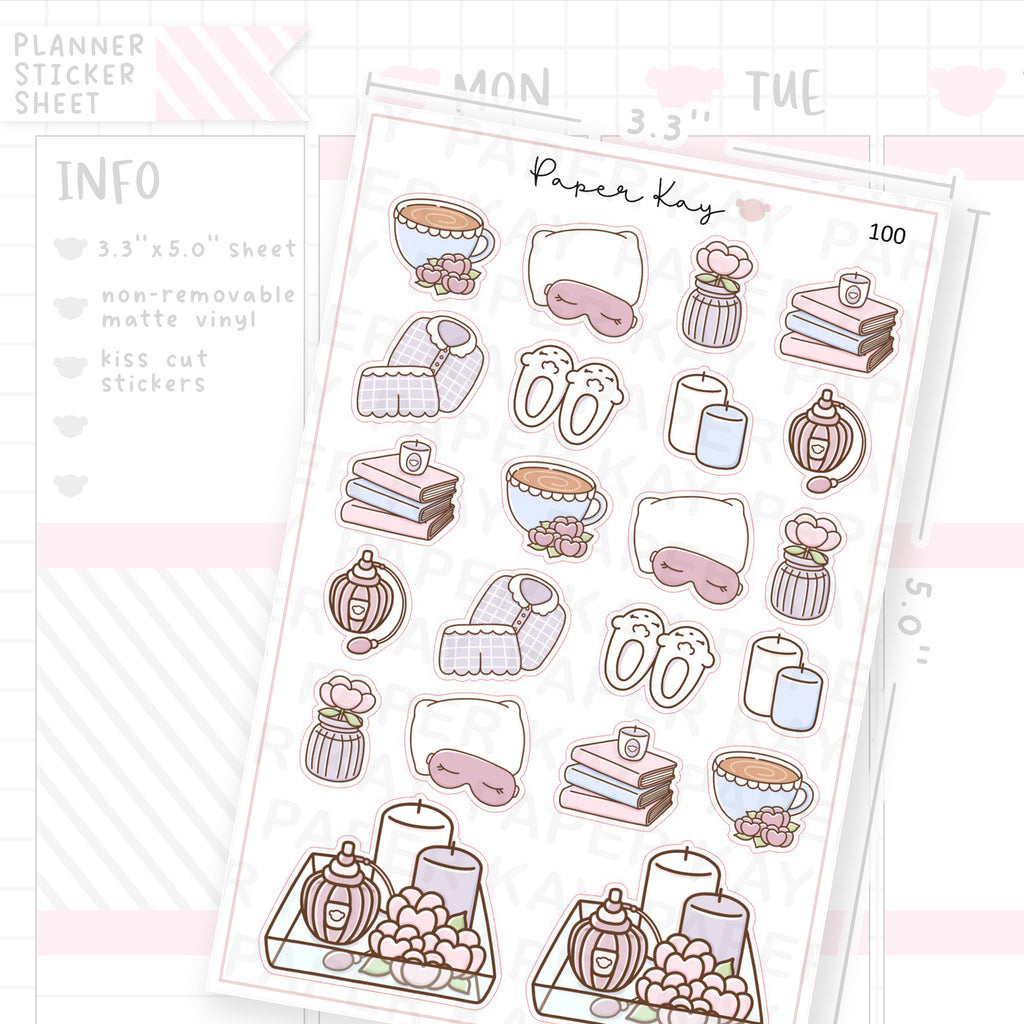 Cosy / Lazy Day Doodle Sticker Sheet