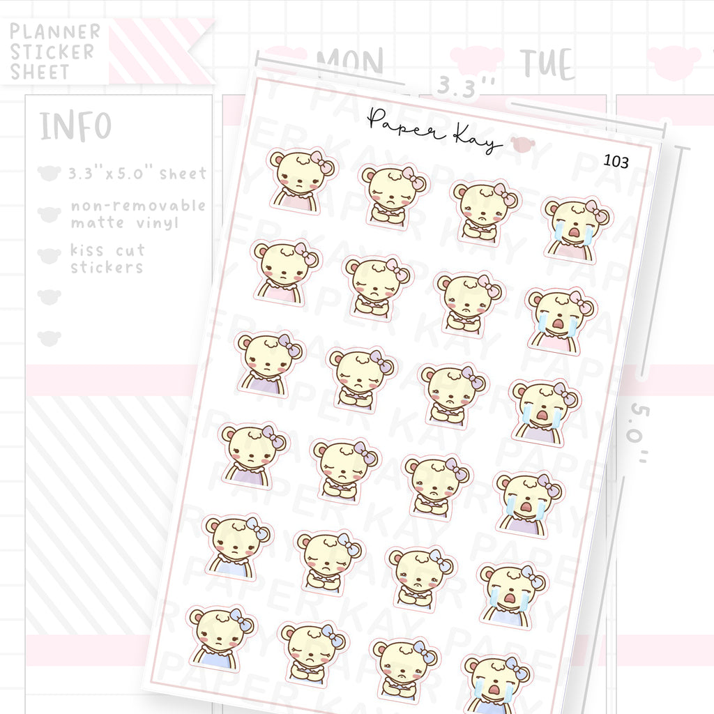 Sad / Upset Mood Sticker Sheet