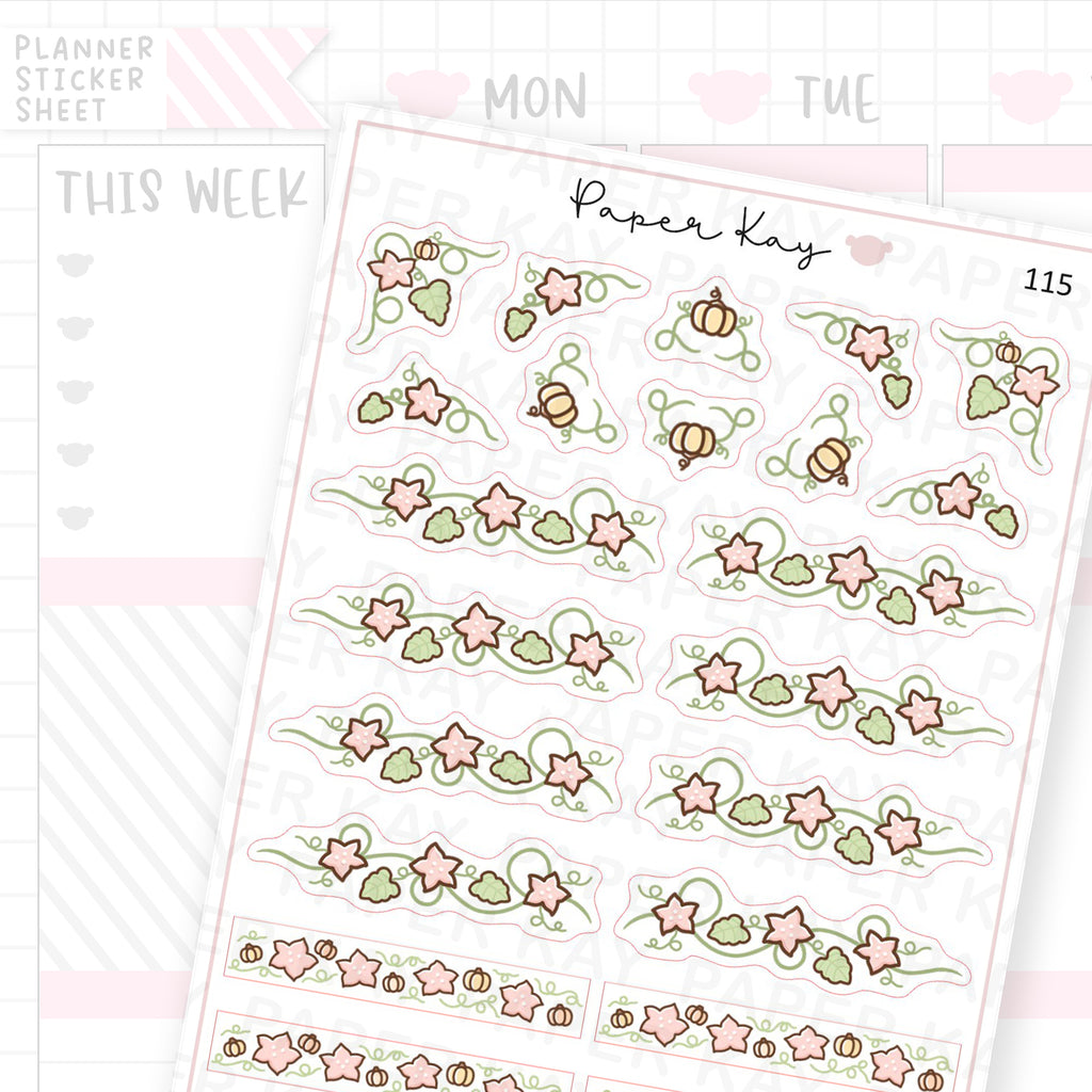 Pink Flower Vine Sticker Sheet