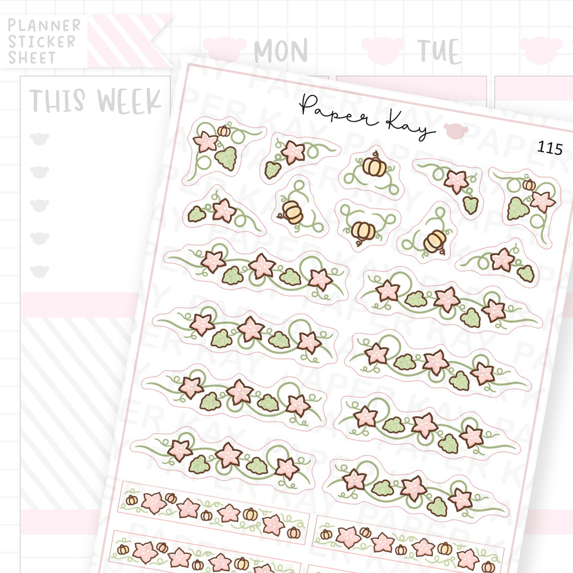 Pink Flower Vine Sticker Sheet