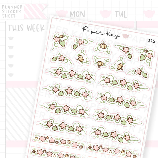 Pink Flower Vine Sticker Sheet