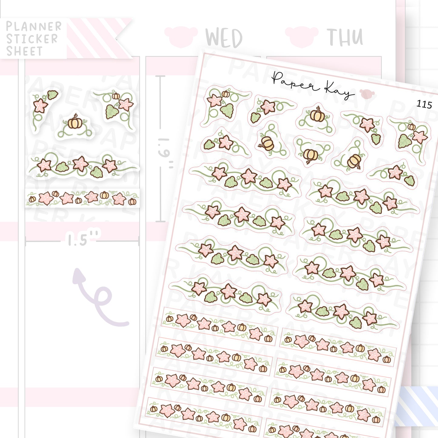 Pink Flower Vine Sticker Sheet