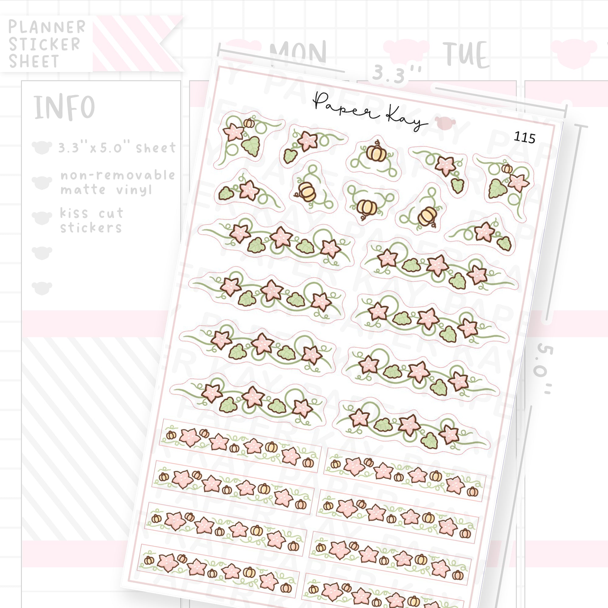 Pink Flower Vine Sticker Sheet