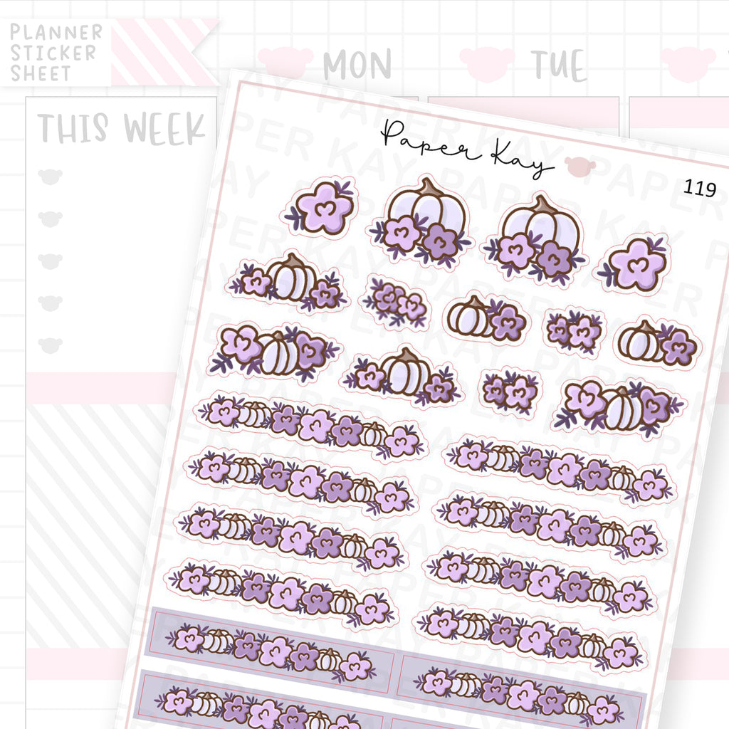 Spooky House Purple Flower Header Sticker Sheet