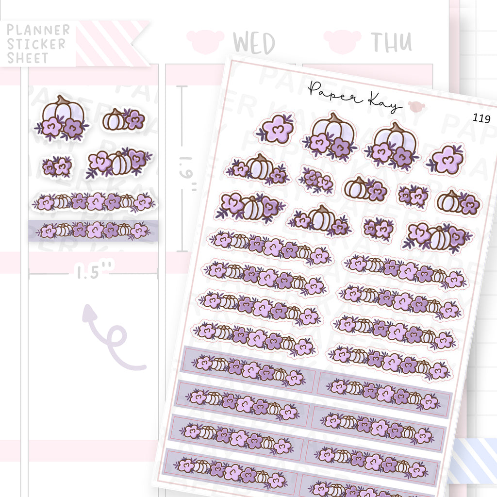 Spooky House Purple Flower Header Sticker Sheet