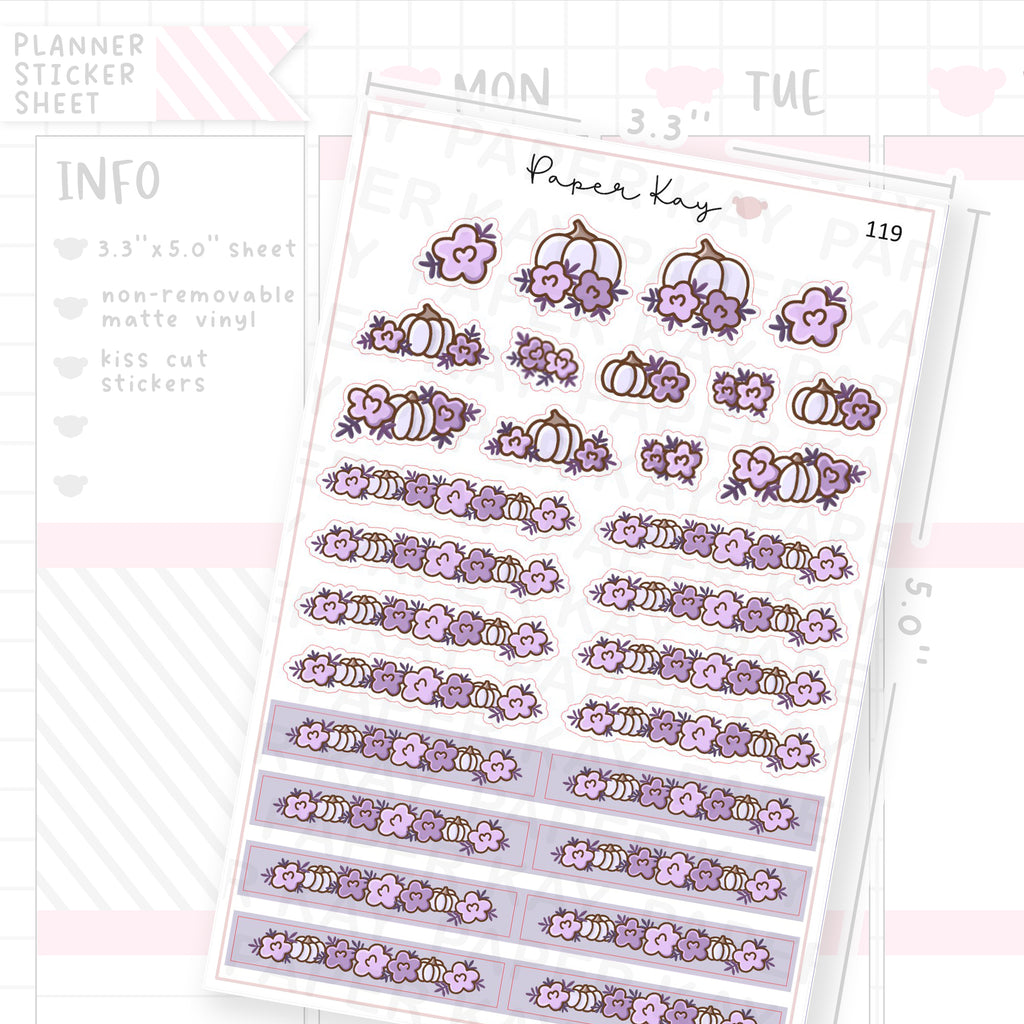Spooky House Purple Flower Header Sticker Sheet