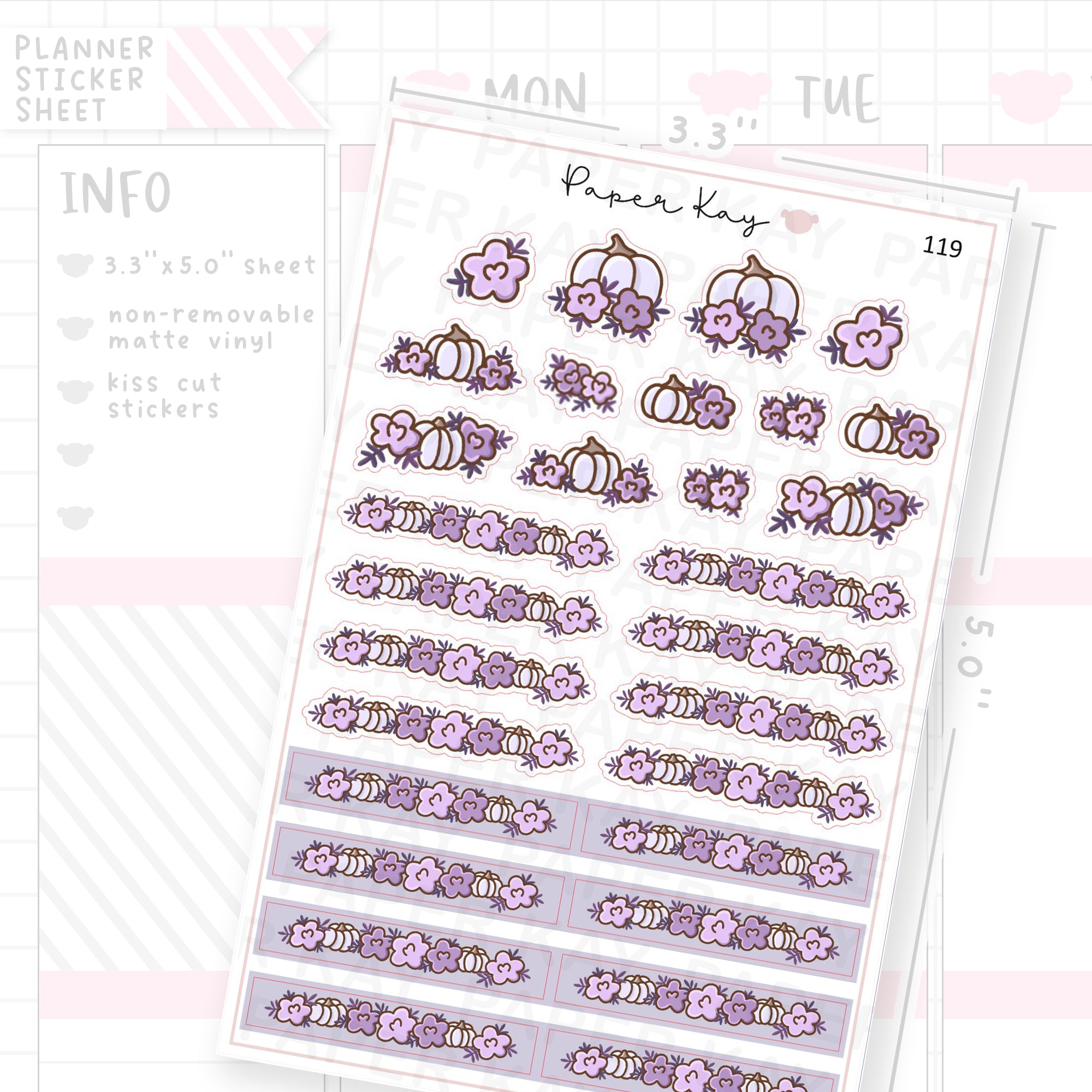 Spooky House Purple Flower Header Sticker Sheet