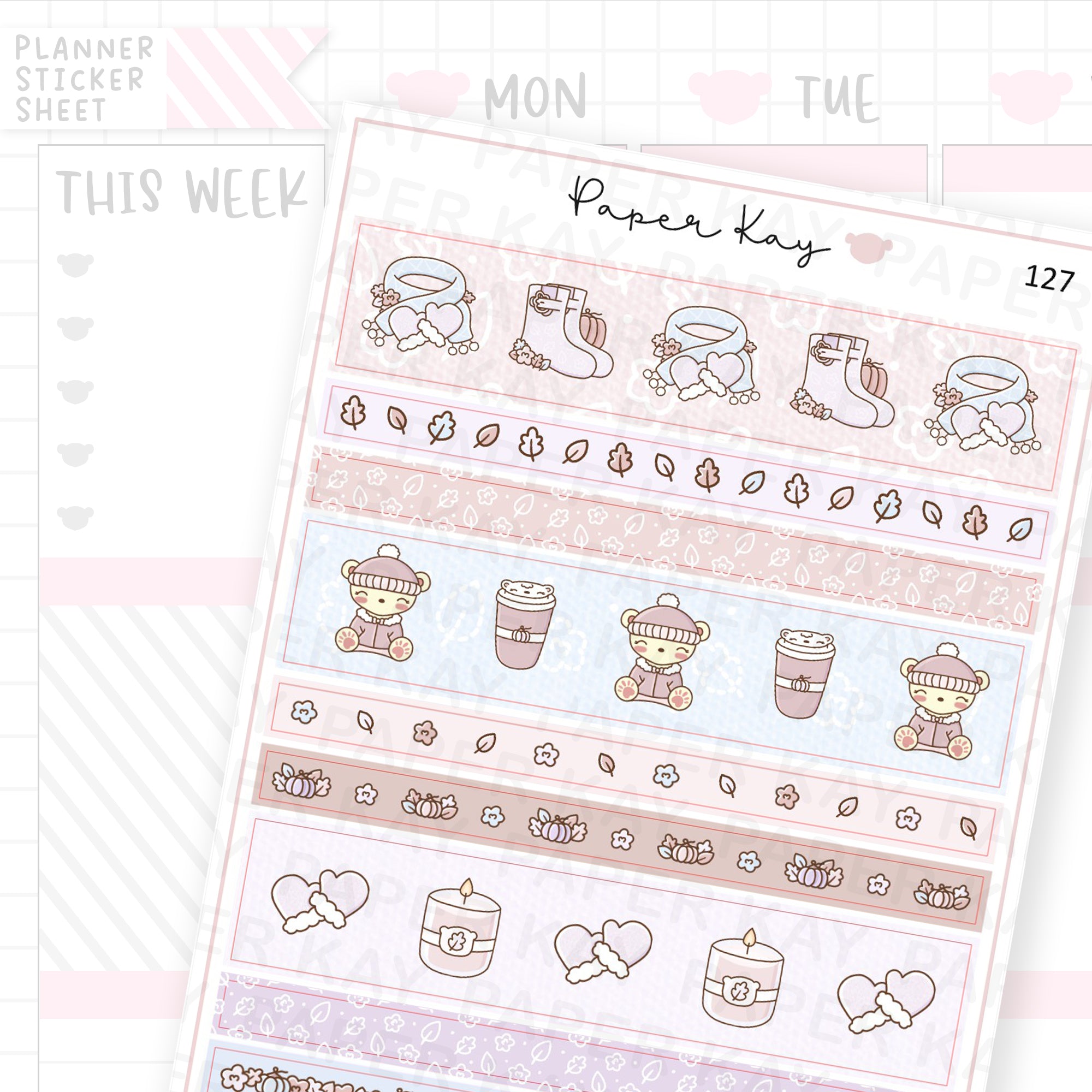 Pastel Fall Washi Strip Sticker Sheet